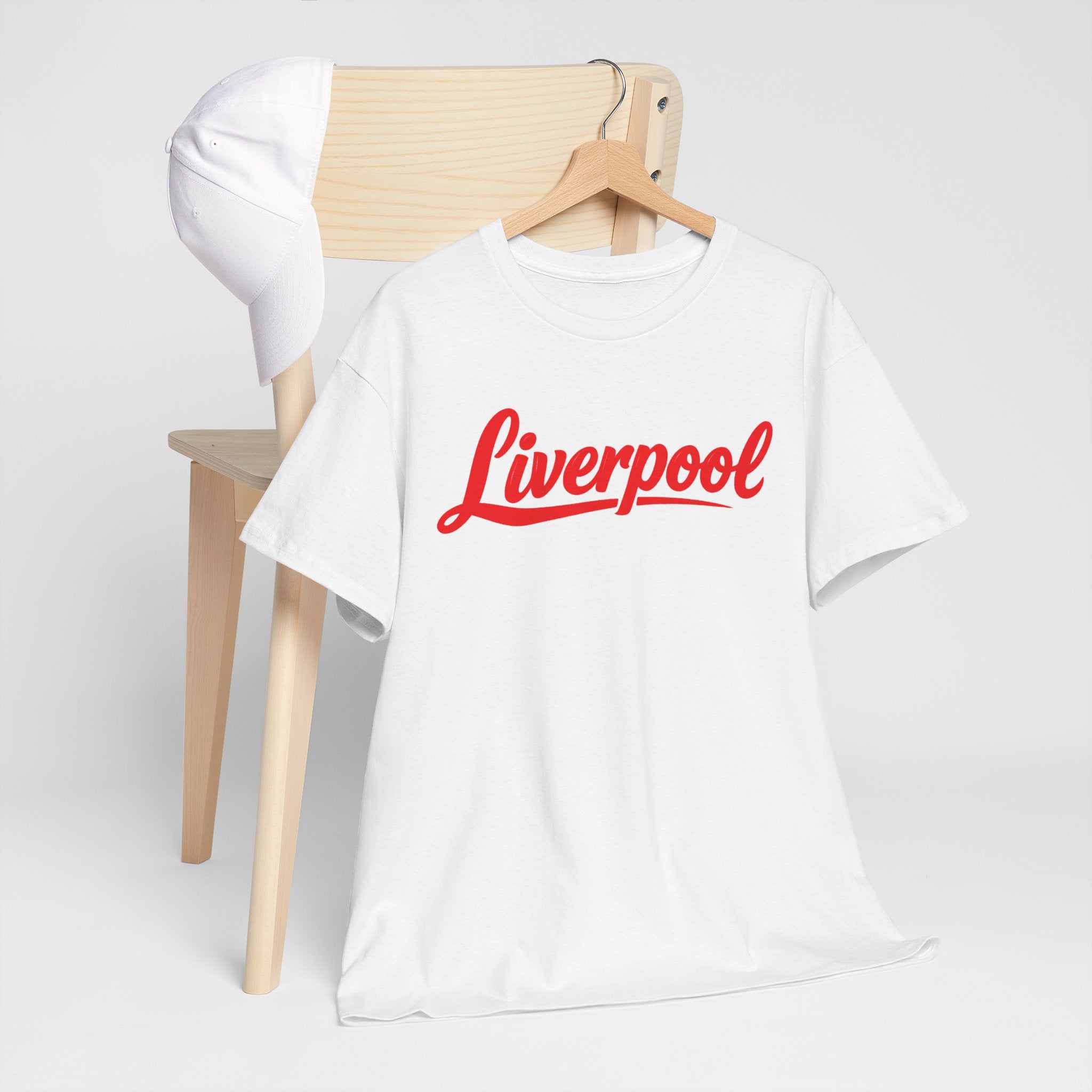 Liverpool Script T-Shirt — Retro Red Logo Tee for Fans