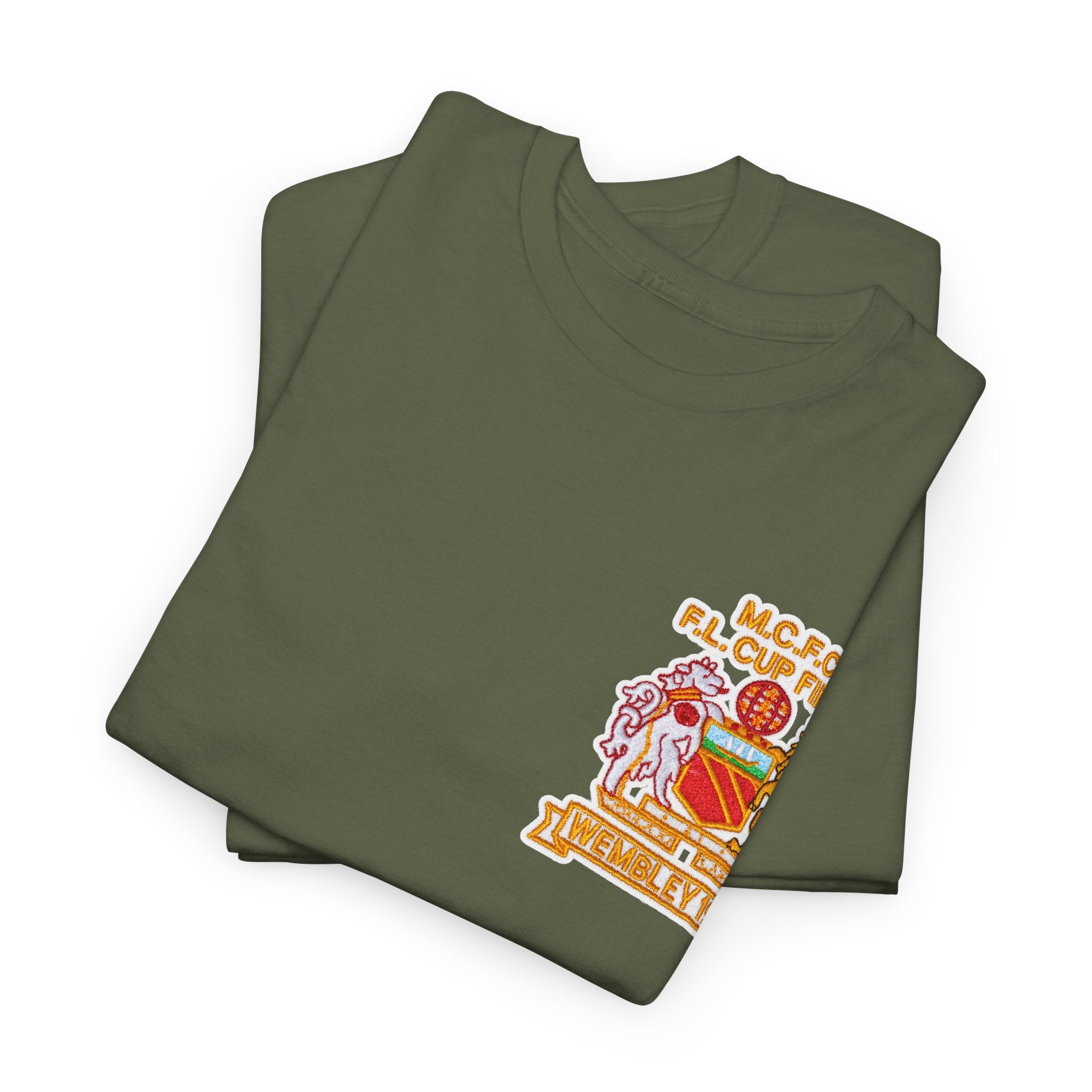 Manchester City 1976 League Cup Final Crest Cotton T‑Shirt — Vintage Football Fan Tee