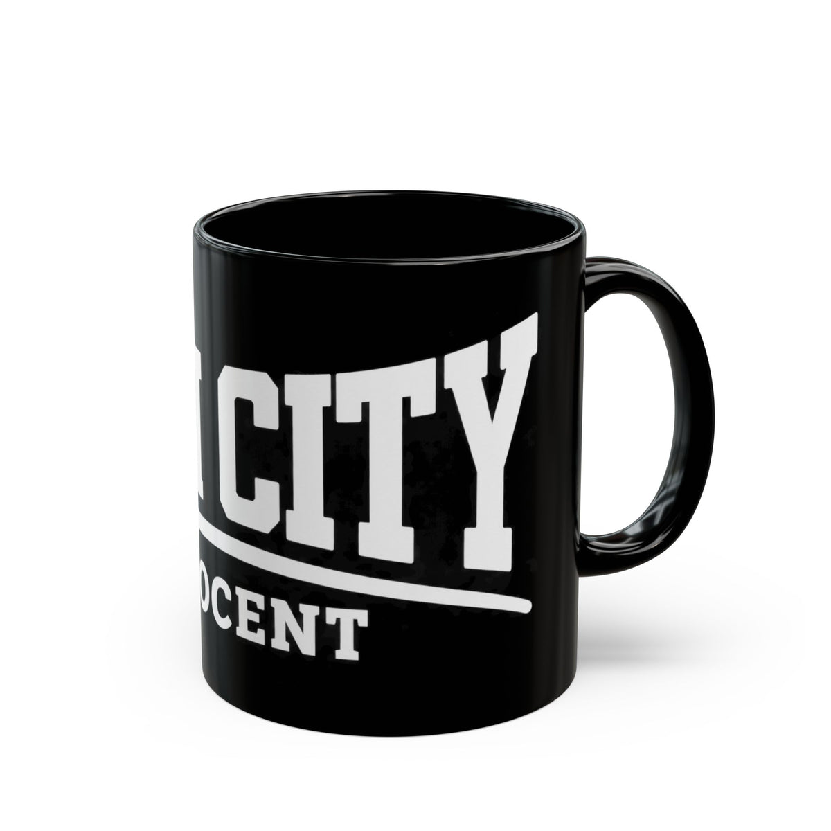 Black Mug — Man City 'Innocent' Bold Typography Coffee Cup