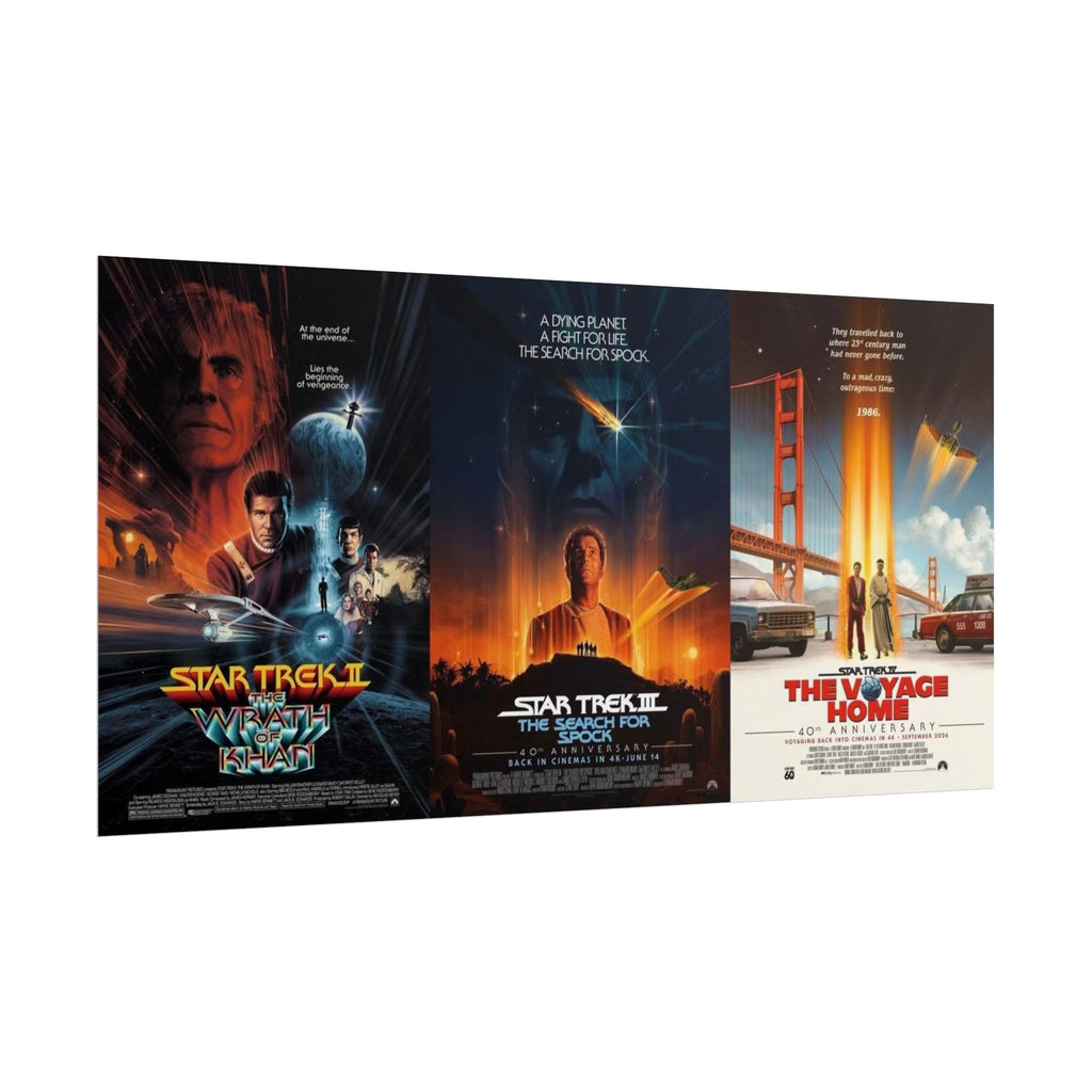 Star Trek Movie Poster Set — Rolled Collectible Prints (Wrath of Khan / Search for Spock / Voyage Home)