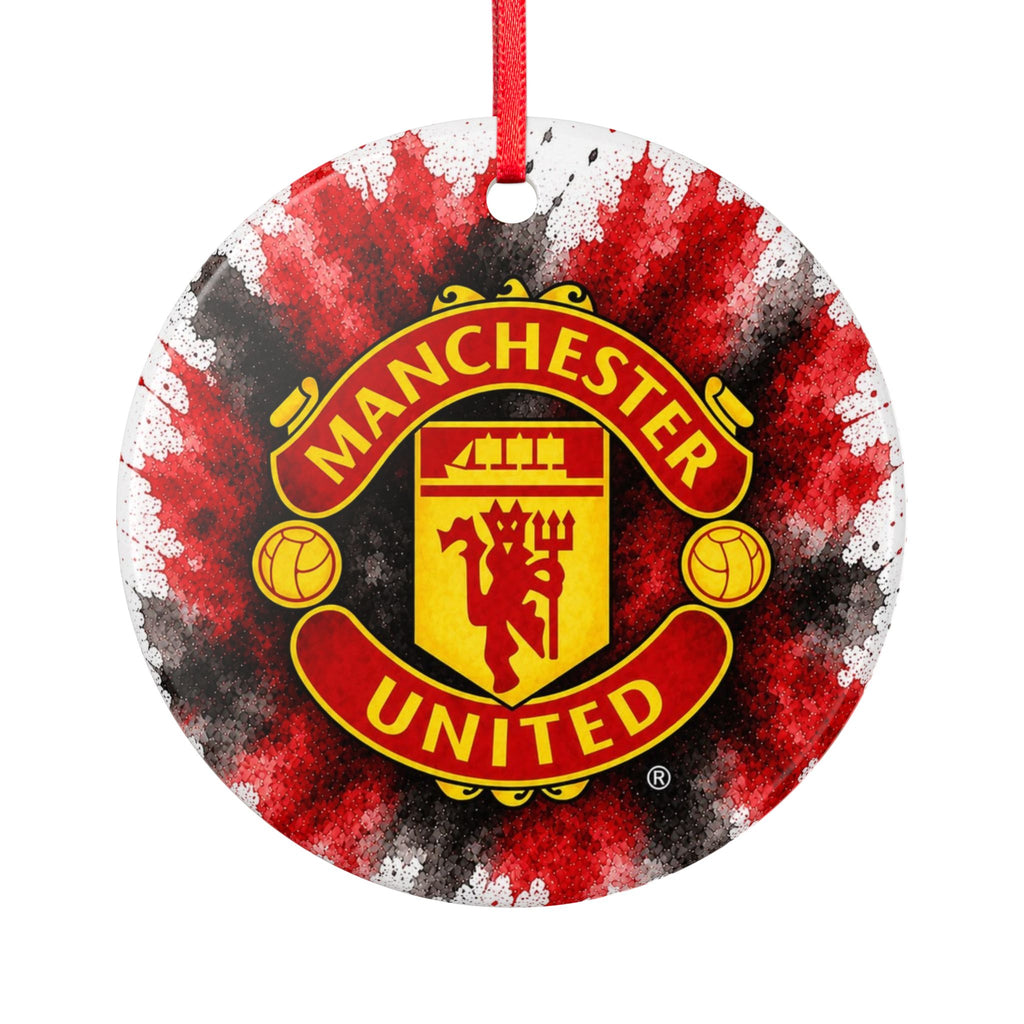 Manchester United Ceramic Ornament - Red Splash 2-Sided Decoration