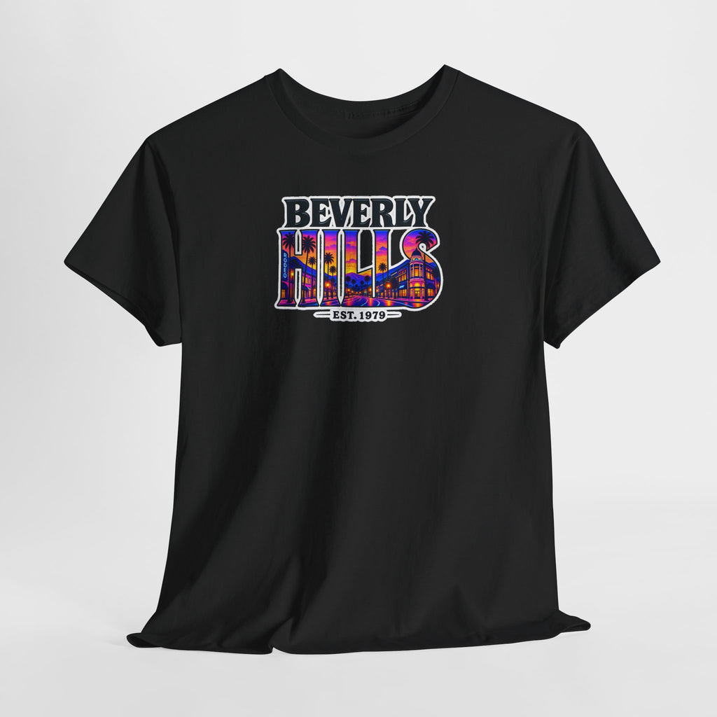 Beverly Hills Retro Sunset Tee — 'Beverly Hills EST. 1979' Graphic T-Shirt