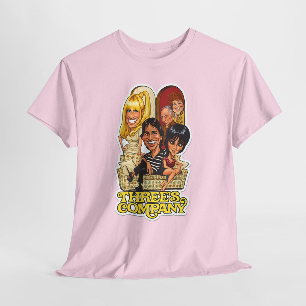 Three's Company Retro TV Tee — Vintage Sitcom Caricature T-Shirt