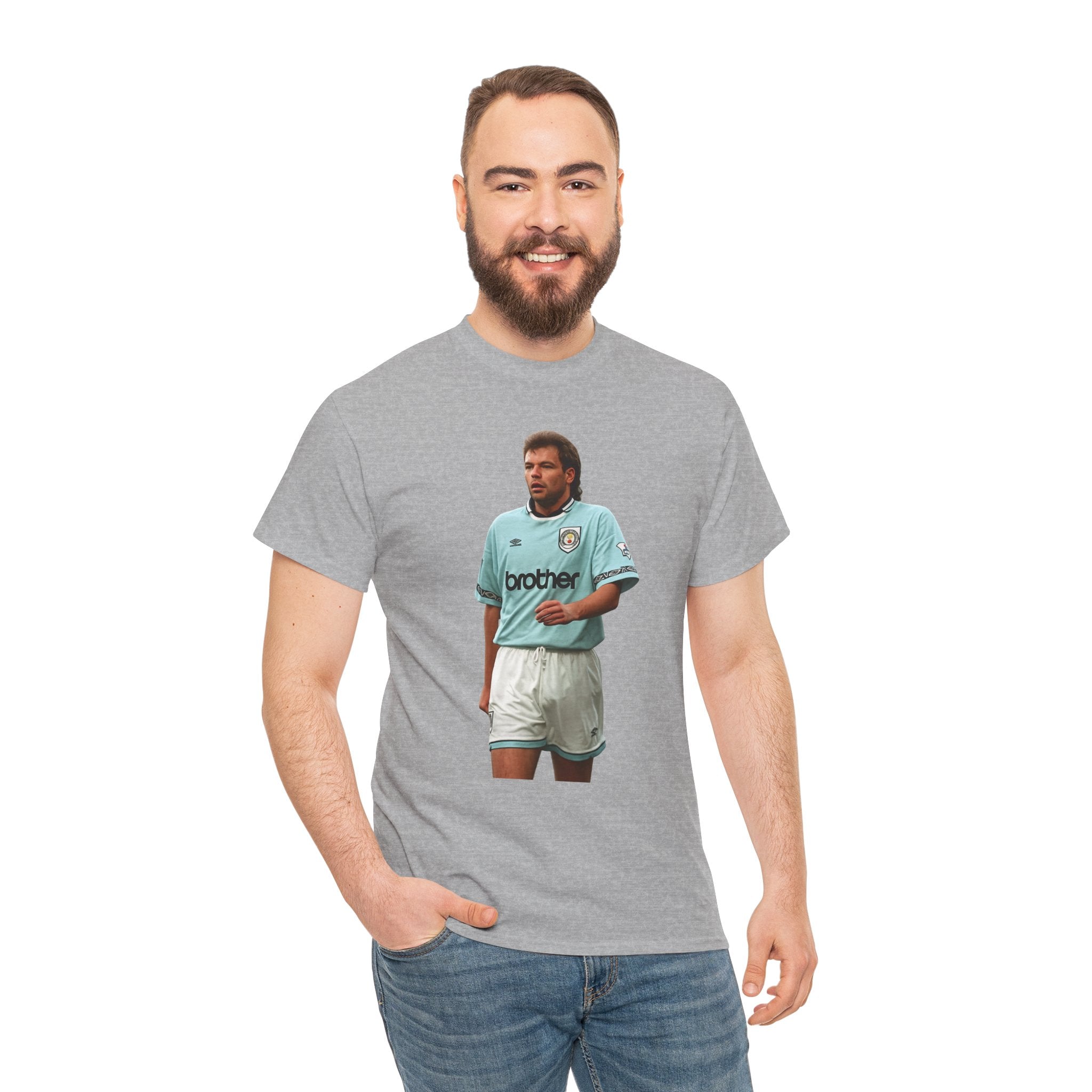 Uwe Rosler Manchester City Legend Graphic Tee - Retro Football Kit Print