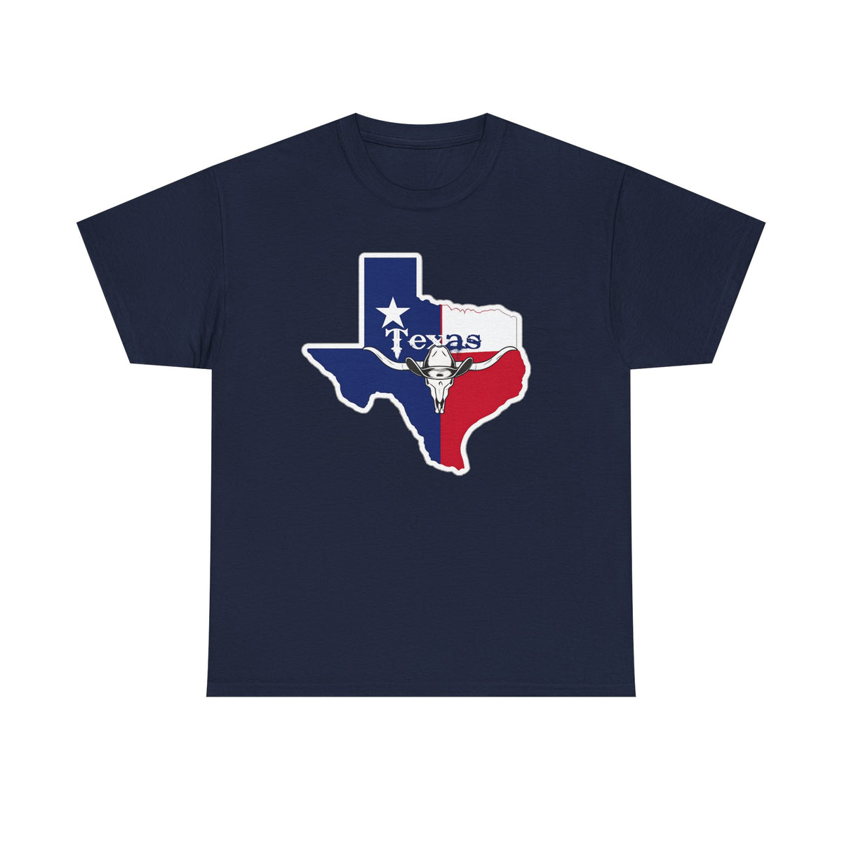 Texas Flag Outline T-Shirt — Lone Star State Map Tee with 'Texas' Text