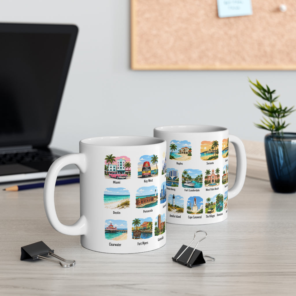 Florida Cities Scenic Ceramic Coffee Mug – 11oz & 15oz Travel Souvenir Cup