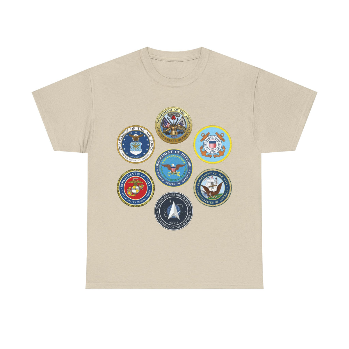 Military Branch Seals T-Shirt — Vintage US Armed Forces Emblems Tee