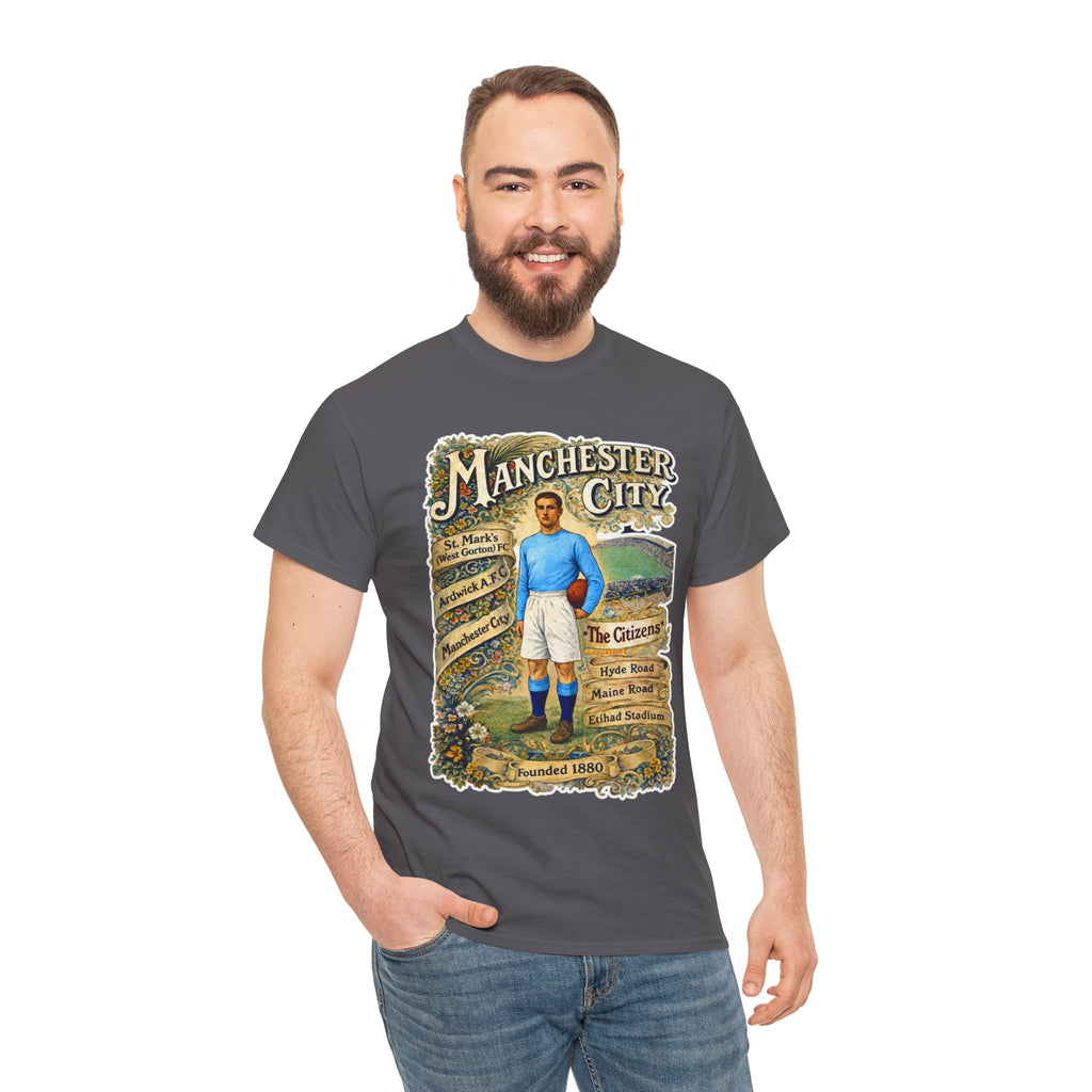 Manchester City Vintage Football Tee — Retro Soccer Graphic T-Shirt