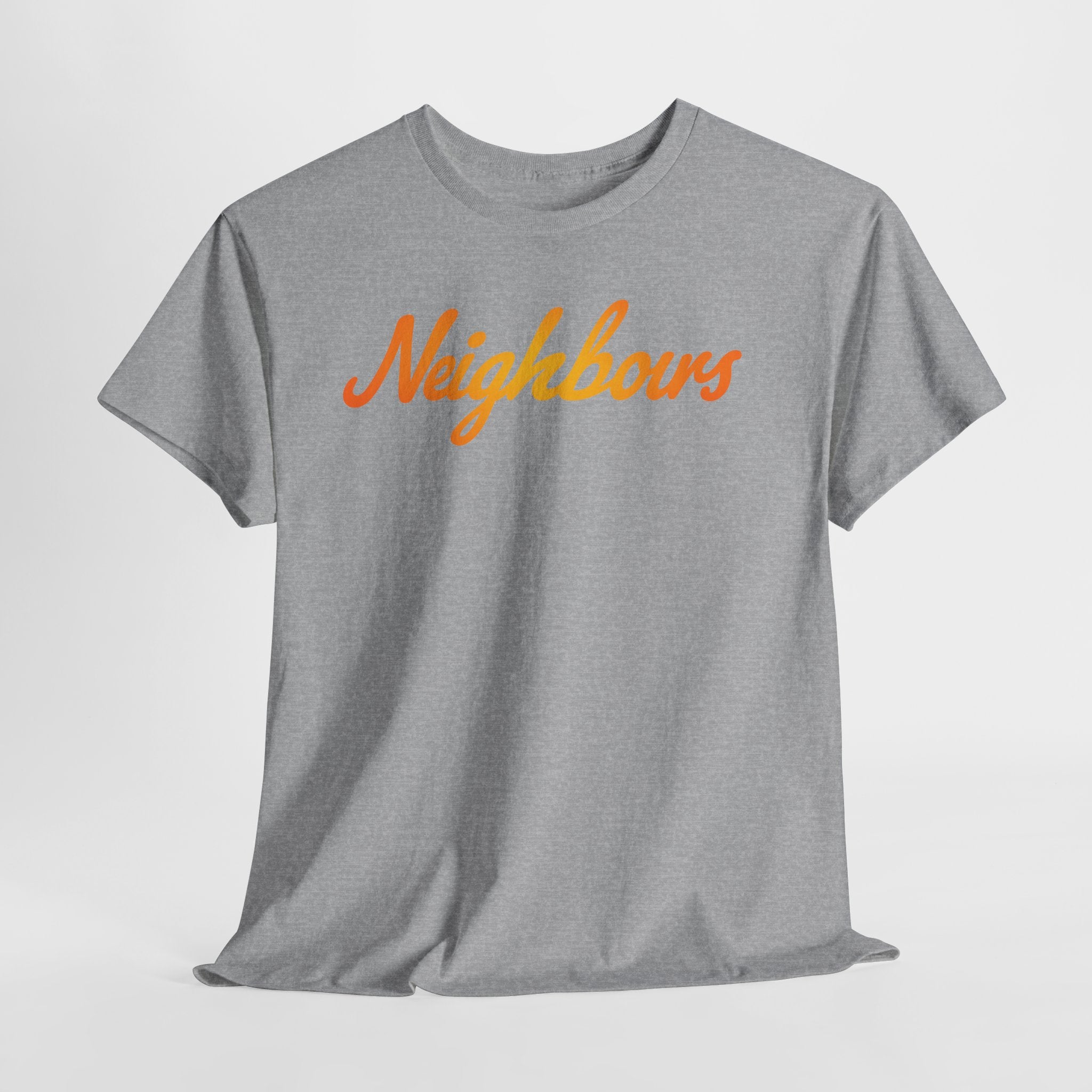 Neighbours Script T‑Shirt — Retro Orange Neighborhood Tee