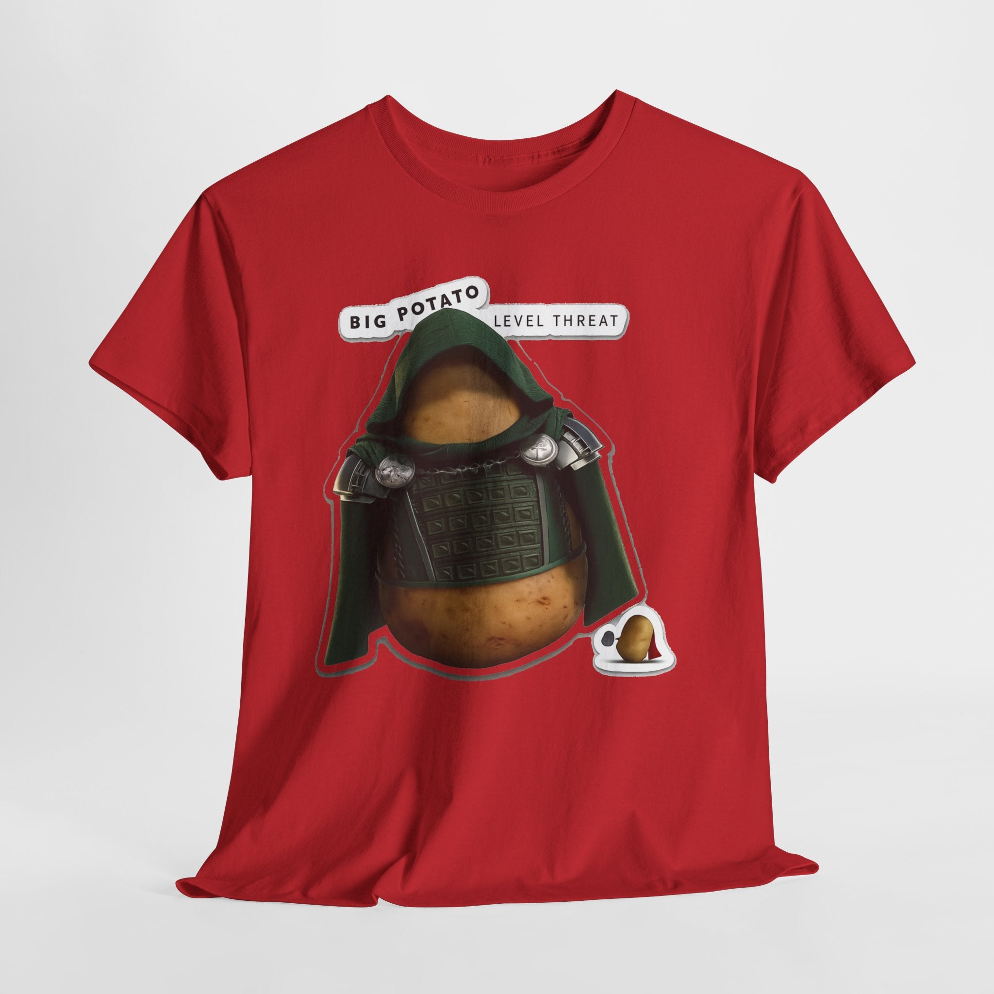Big Potato "Level Threat" Doom Tee — Funny Potato Soldier Graphic T-Shirt