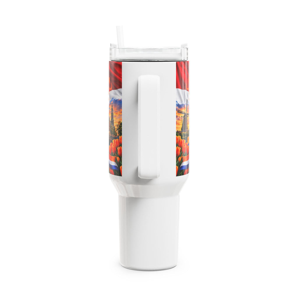 Netherlands Lion Crest 40oz Tumbler – Dutch Flag, Windmill & Tulip Travel Cup