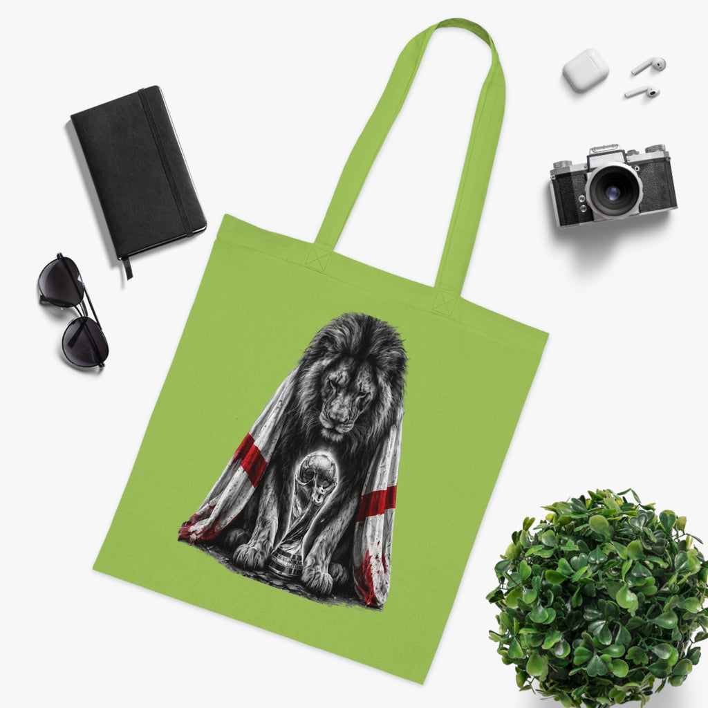 England Lion Tote Bag – Protective Lion Illustration Cotton Tote