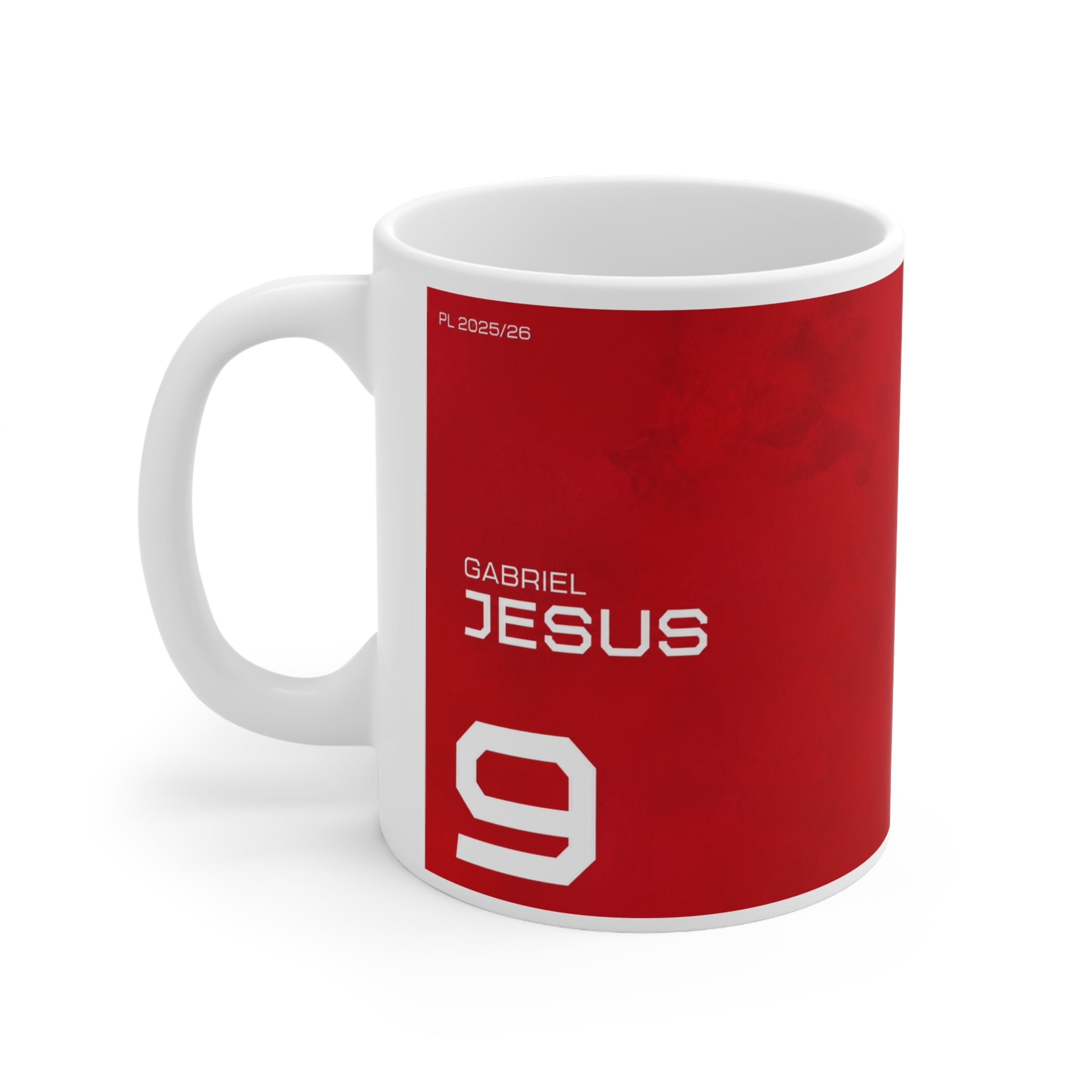 Gabriel Jesus Arsenal Soccer Player #9 Red Ceramic Coffee Mug — Gabriel Jesus Tribute, 11oz & 15oz