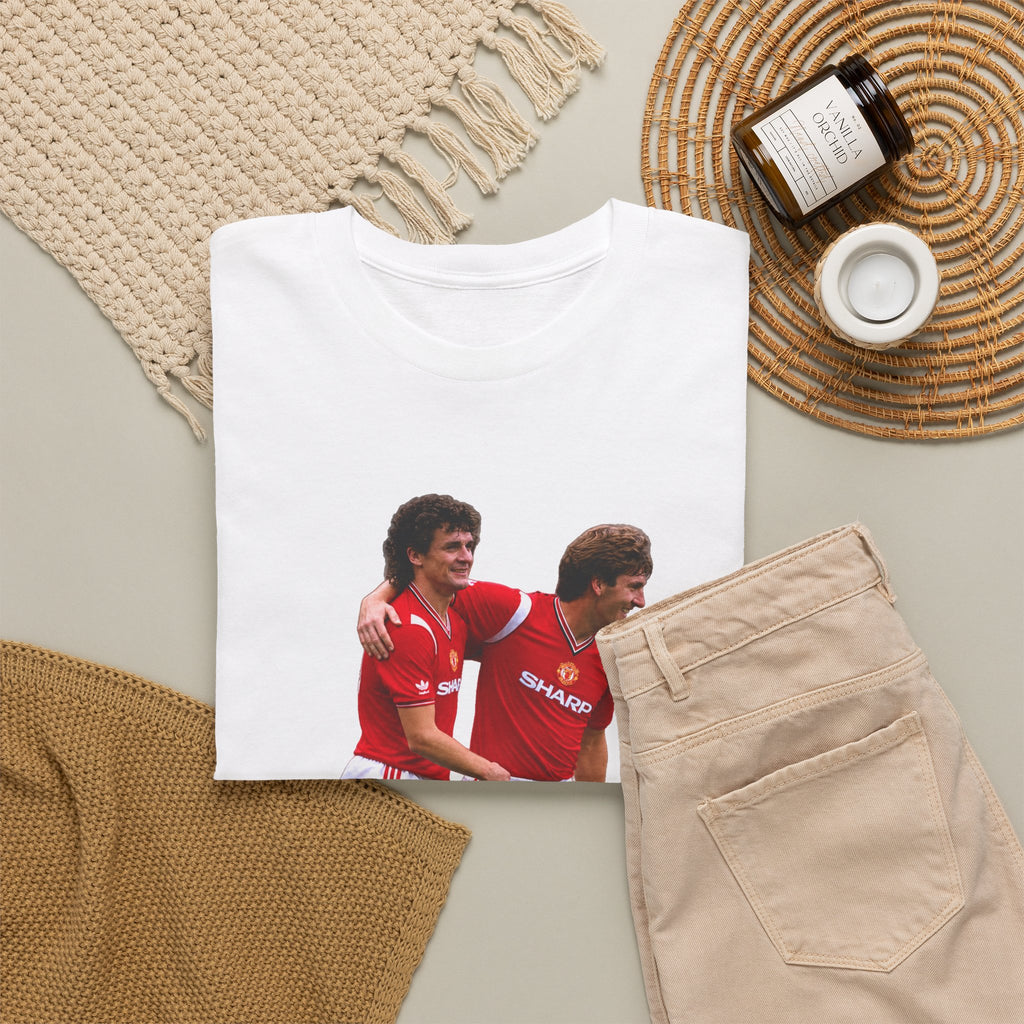 Hughes and Whiteside Manchester United Legend Teammates Graphic Cotton T-Shirt / Tee