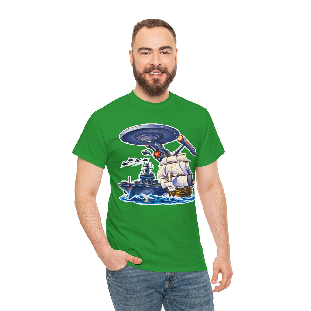 Nautical Starship Called Enterprise T-Shirt — Vintage Sailing Ship Meets Spaceship Graphic Tee