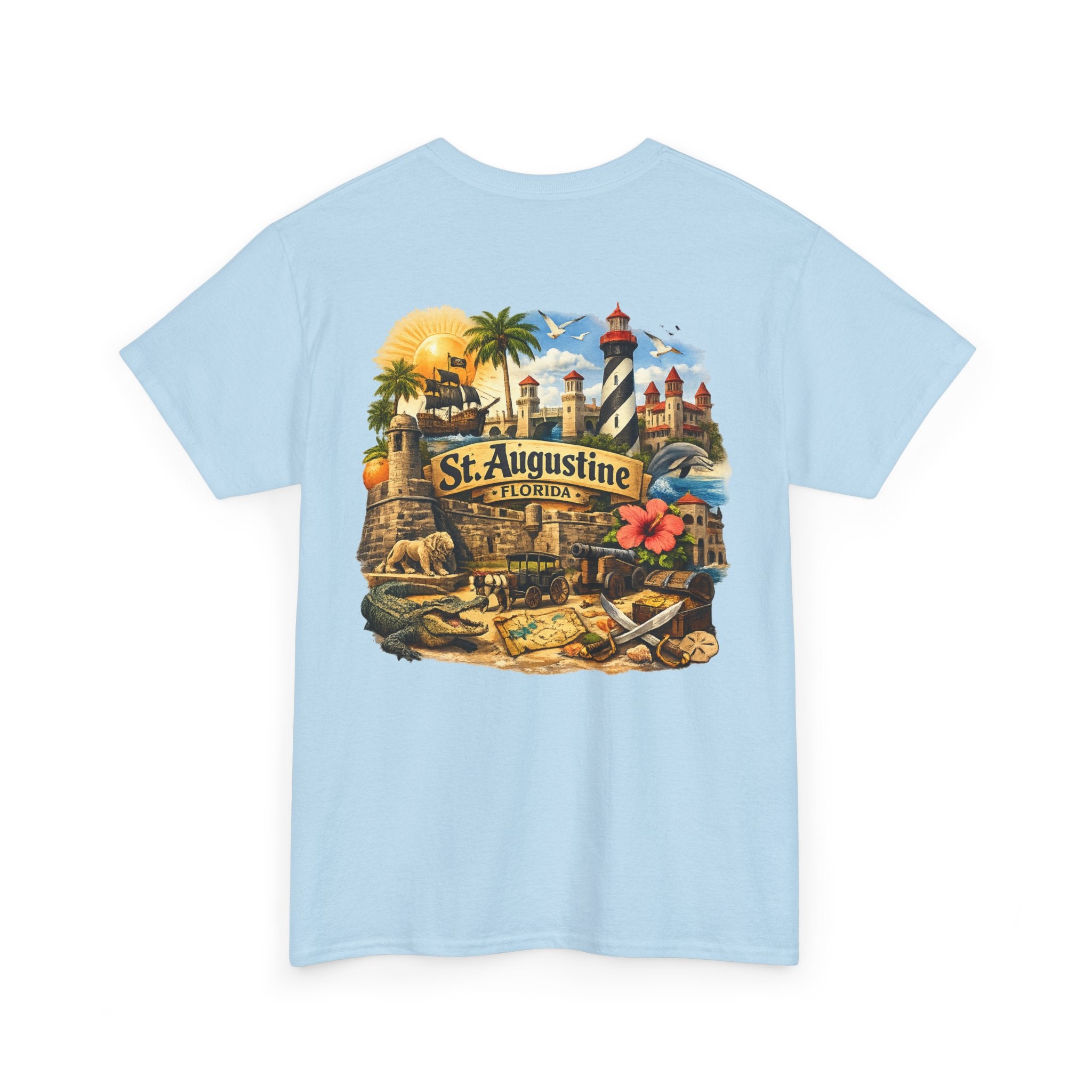 St. Augustine Florida Vintage Travel Tee — Retro Beach & Lighthouse Souvenir T-Shirt