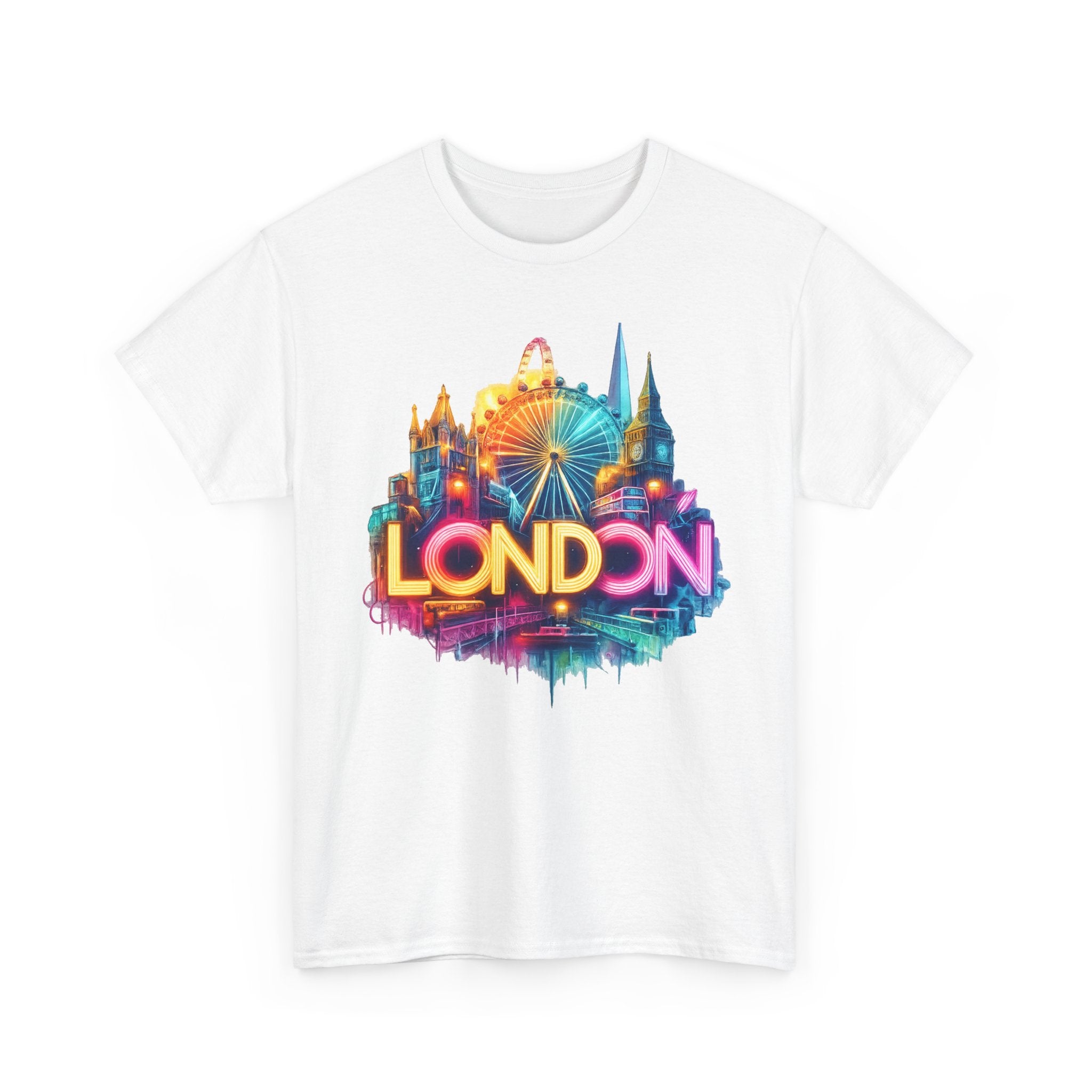 London Skyline Tee — Colorful Neon London Landmark T-Shirt