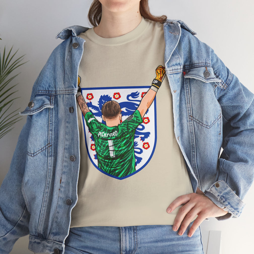 Pickford England Number 1 Goalkeeper Graphic Tee — Victory Pose Jersey Design
