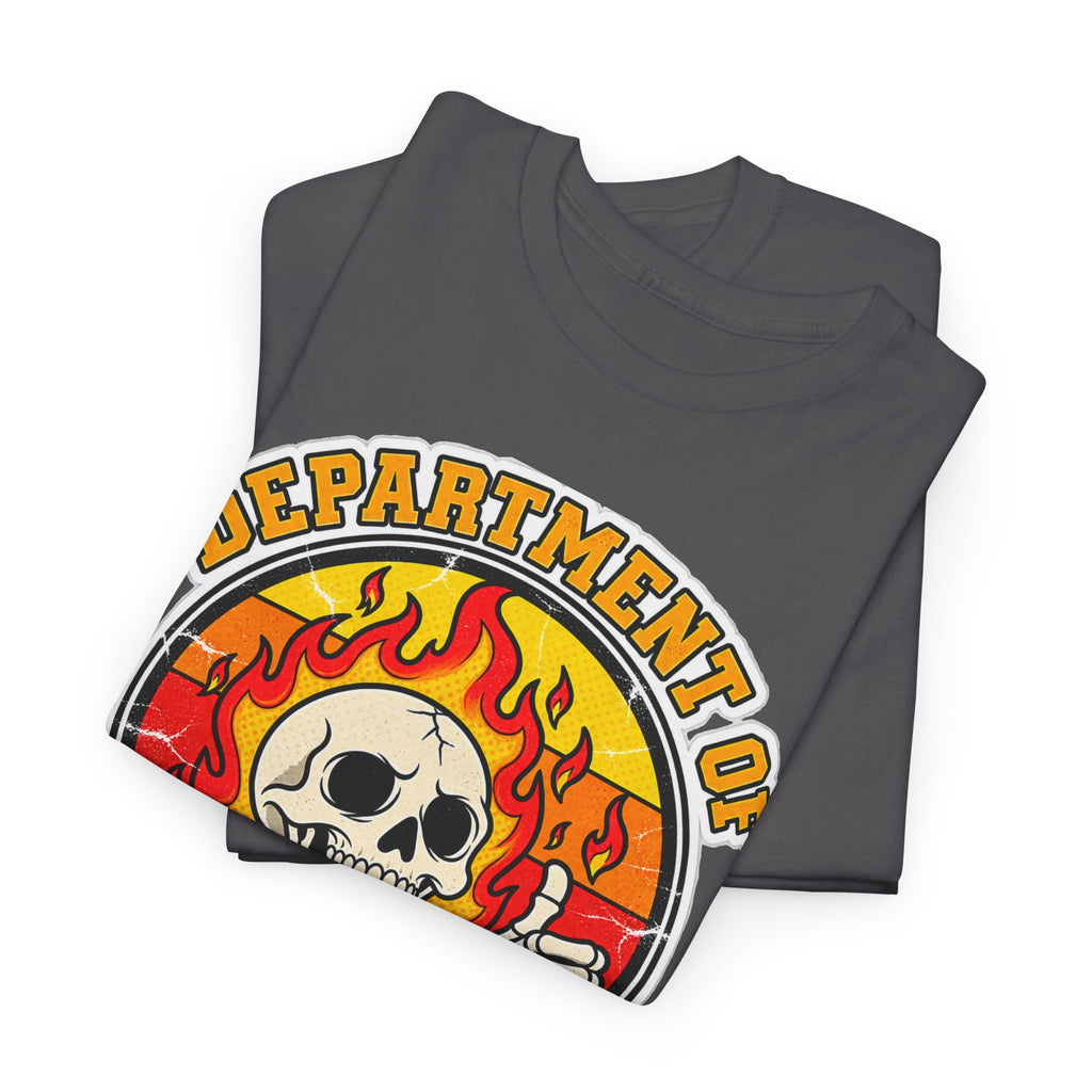 Department of Bad Decisions Skull T-Shirt — Retro Flaming Thumbs-Up Graphic Tee