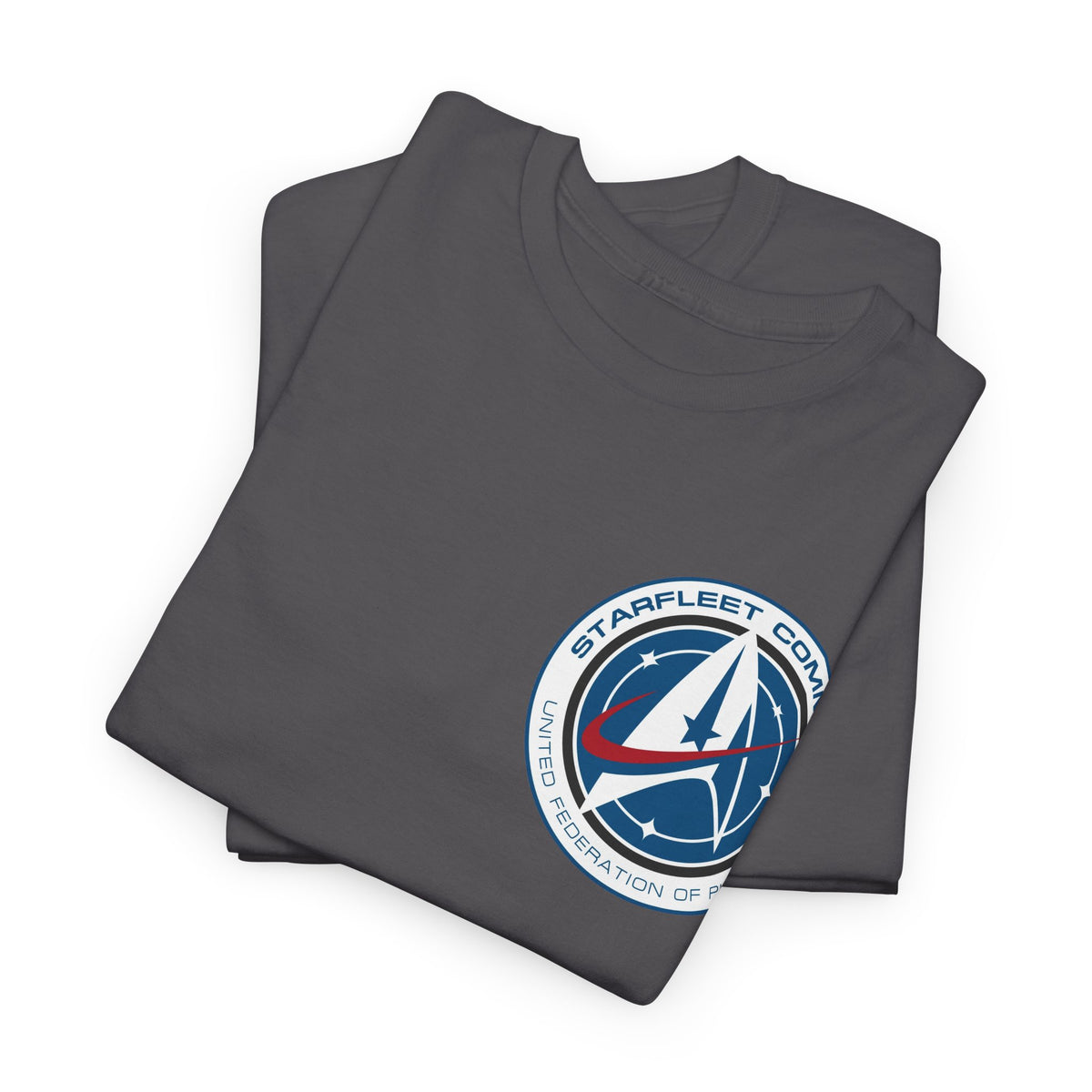 Starfleet Command Crew Logo Cotton T‑Shirt — Retro Rocket Emblem Tee