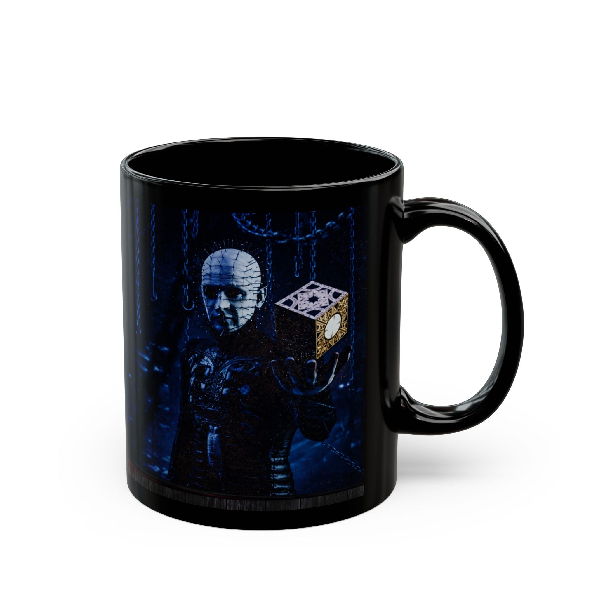 Hellraiser Pinhead & Lament Configuration Black Coffee Mug – Horror Movie Fan Gift (11oz/15oz)