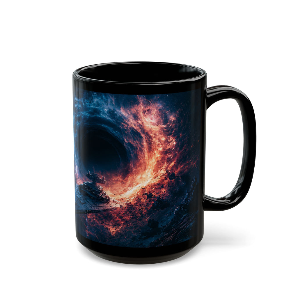 Empire Star Destroyer Space Vortex Black Mug — Cosmic Black Hole Coffee Cup (11oz/15oz)