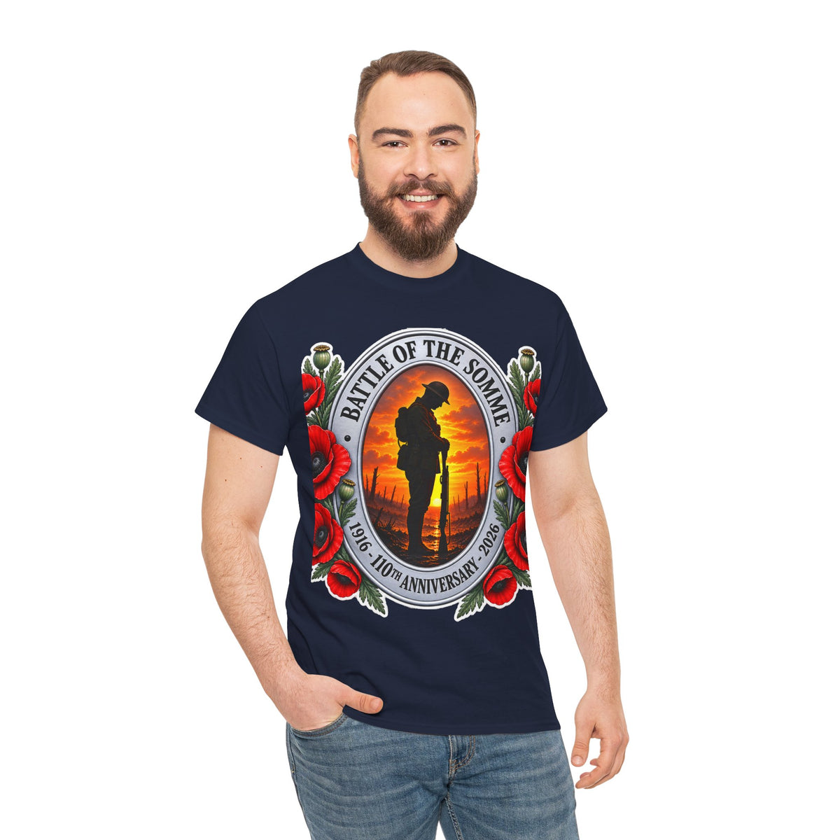 Battle of the Somme Memorial Cotton T-Shirt — 100th Anniversary Poppy Tribute