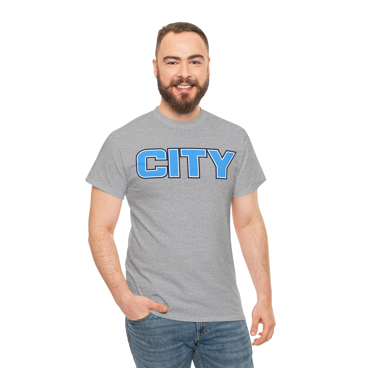 CITY Graphic Tee — Retro Man City Inspired Blue Block Letter T-Shirt
