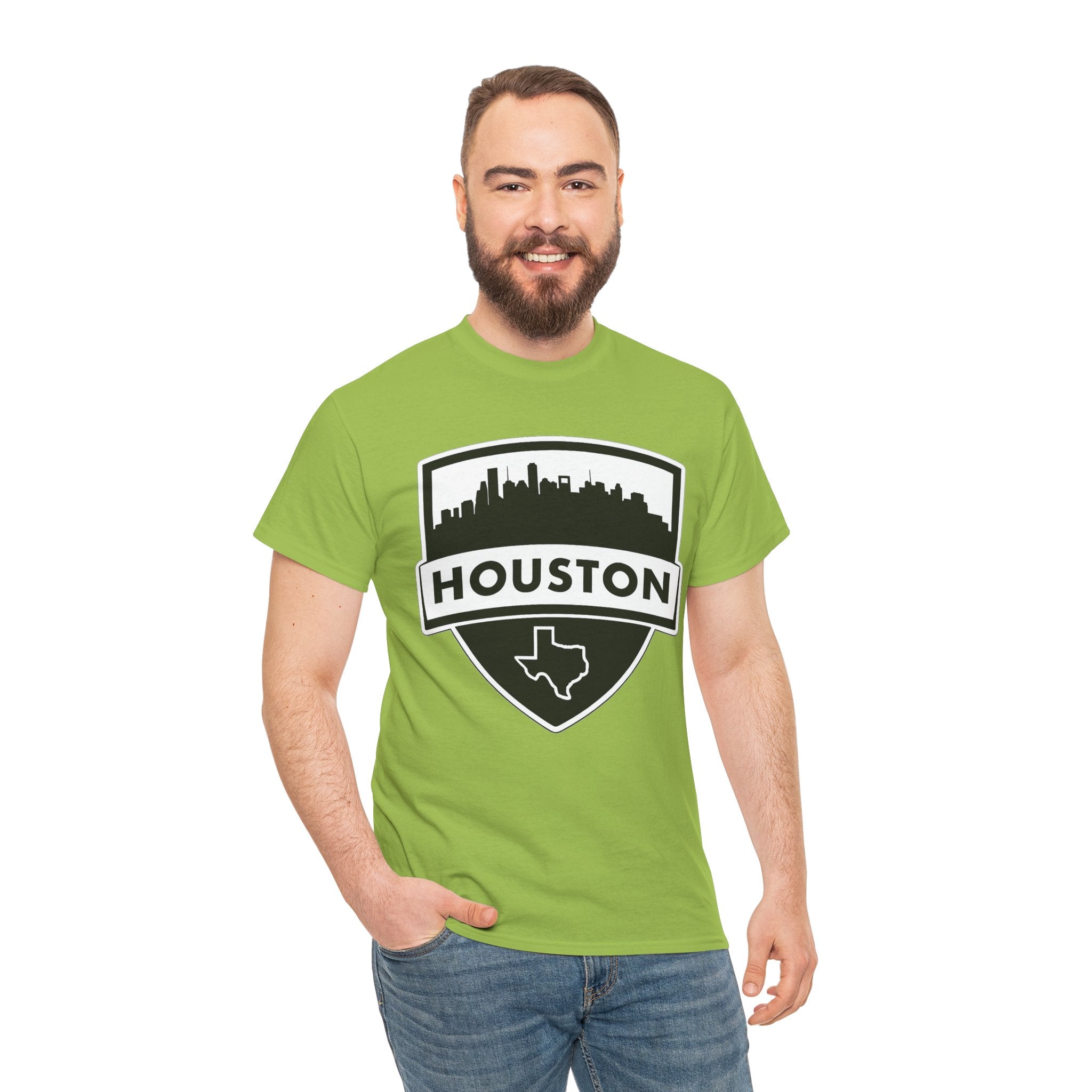 Houston Skyline Shield T-Shirt — Texas Outline City Pride Tee