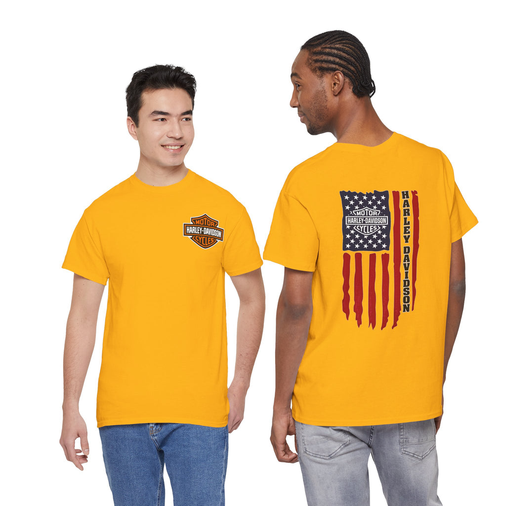 Harley-Style Flag Tee — American Motorcycle Logo T-Shirt