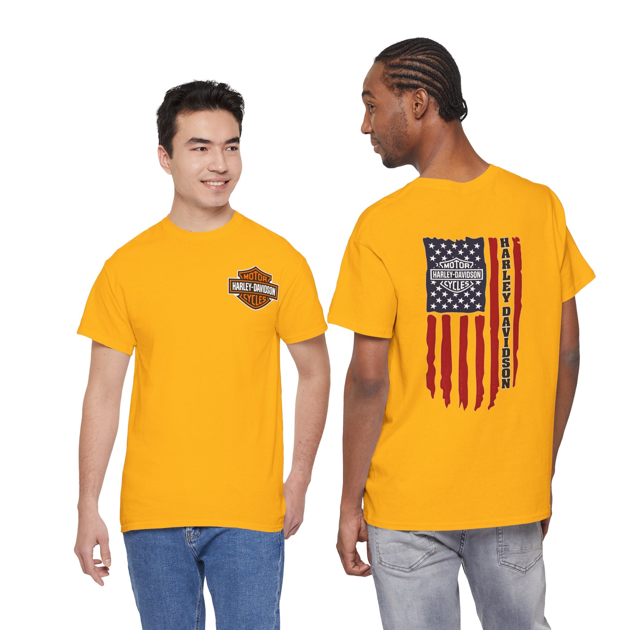 Harley-Style Flag Tee — American Motorcycle Logo T-Shirt