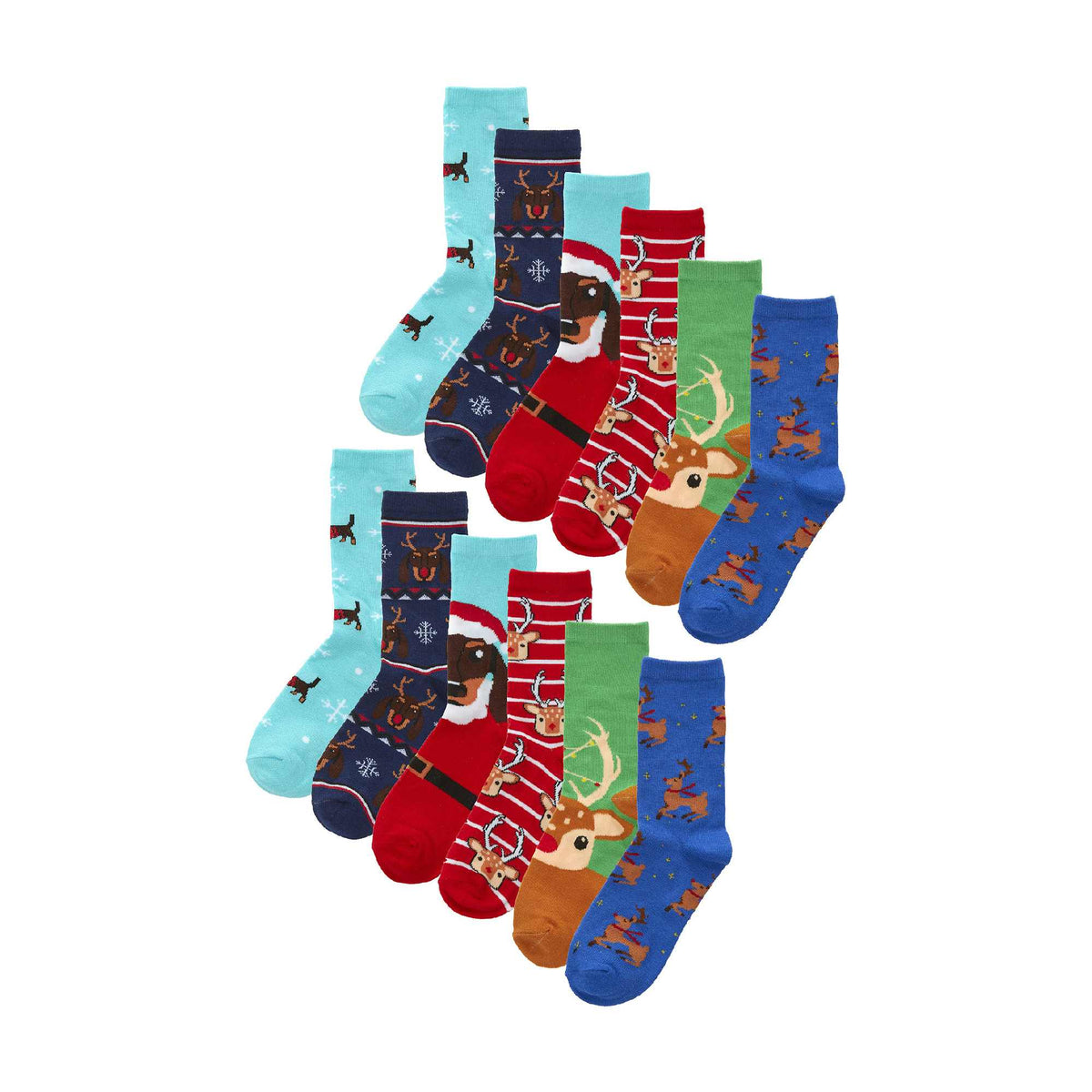 12 Pack Ladies Novelty Festive Christmas Design Socks