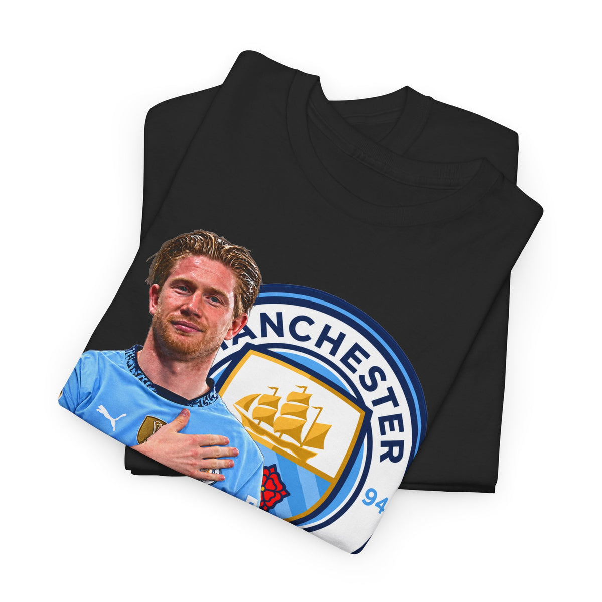 Kevin De Bruyne Manchester City Legend Cotton T-Shirt — Player Tribute Tee (Heart Badge Design)