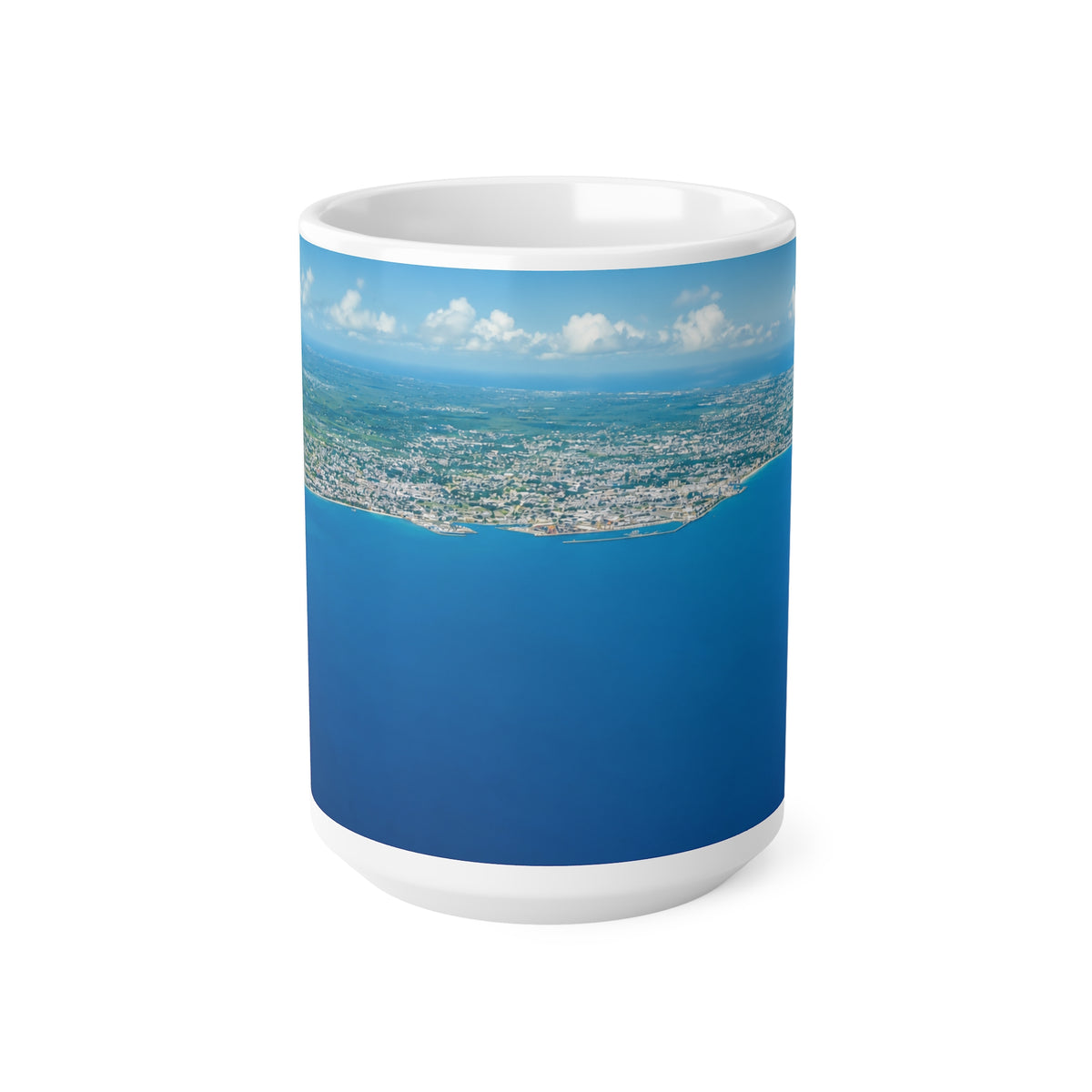 Barbados Coastal Aerial Photo Ceramic Mug — Ocean Blue 11oz & 15oz