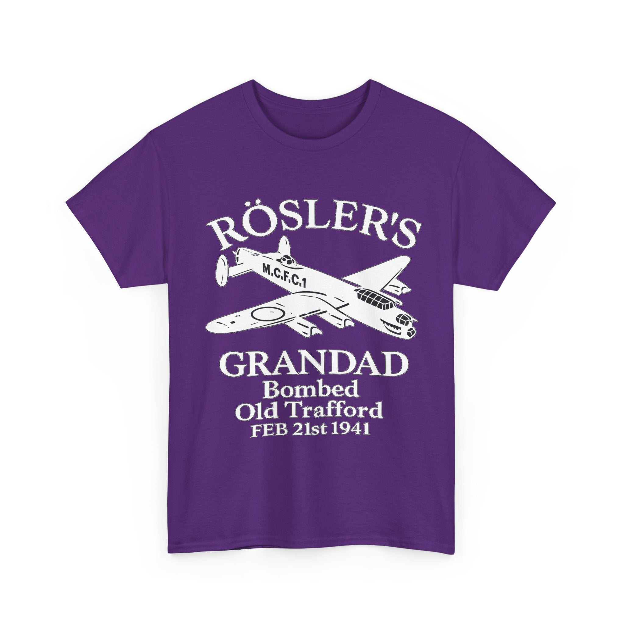 Rösler's Grandad Bombed Old Trafford Tee — WWII Tribute Military Plane Shirt (Feb 21, 1941)