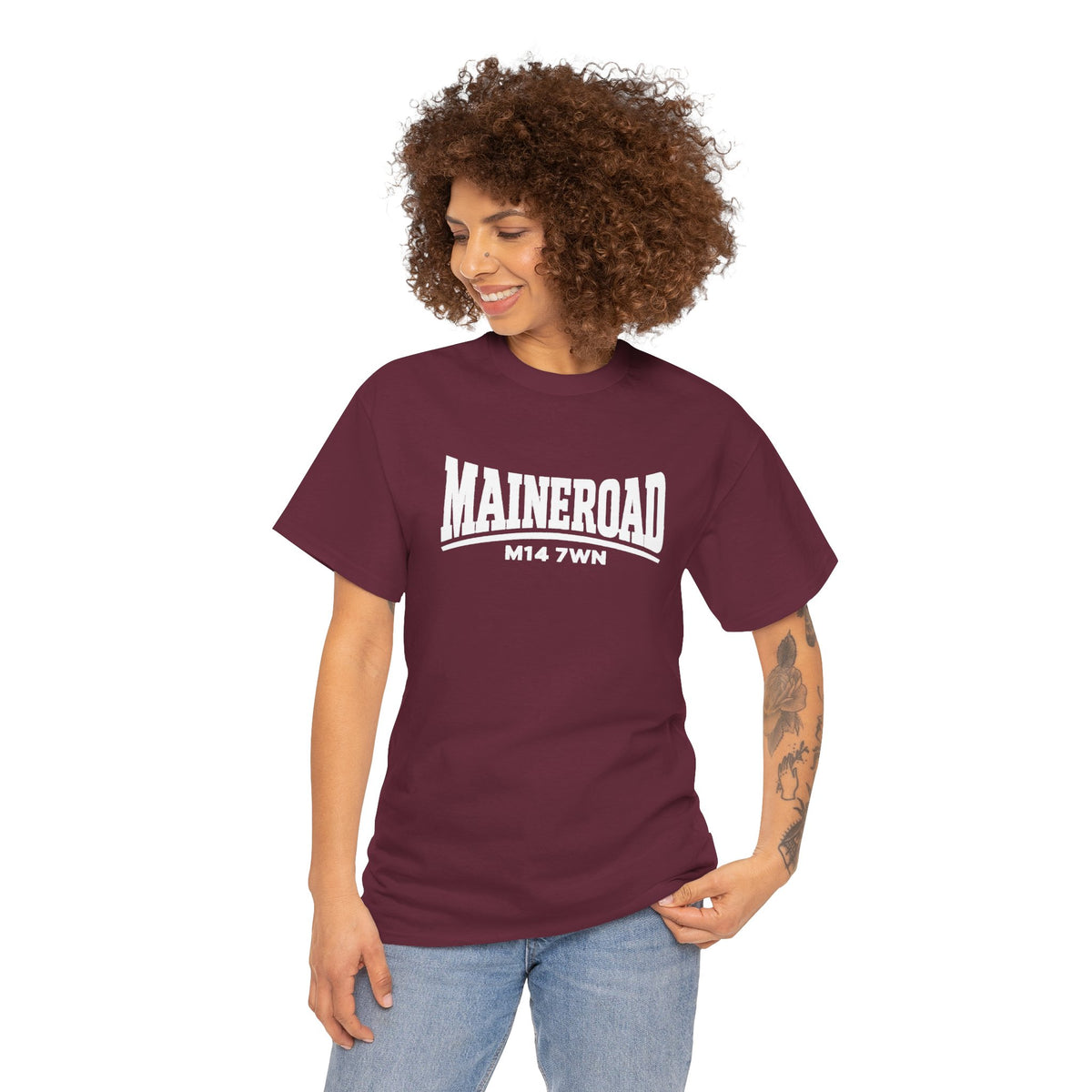 Maine Road Manchester City Cotton T-Shirt — M14 7WN Maine Graphic T-Shirt