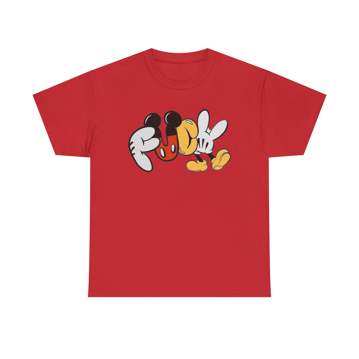 F**K Disney Graphic Tee — Playful Cartoon Hands & Shoes Design