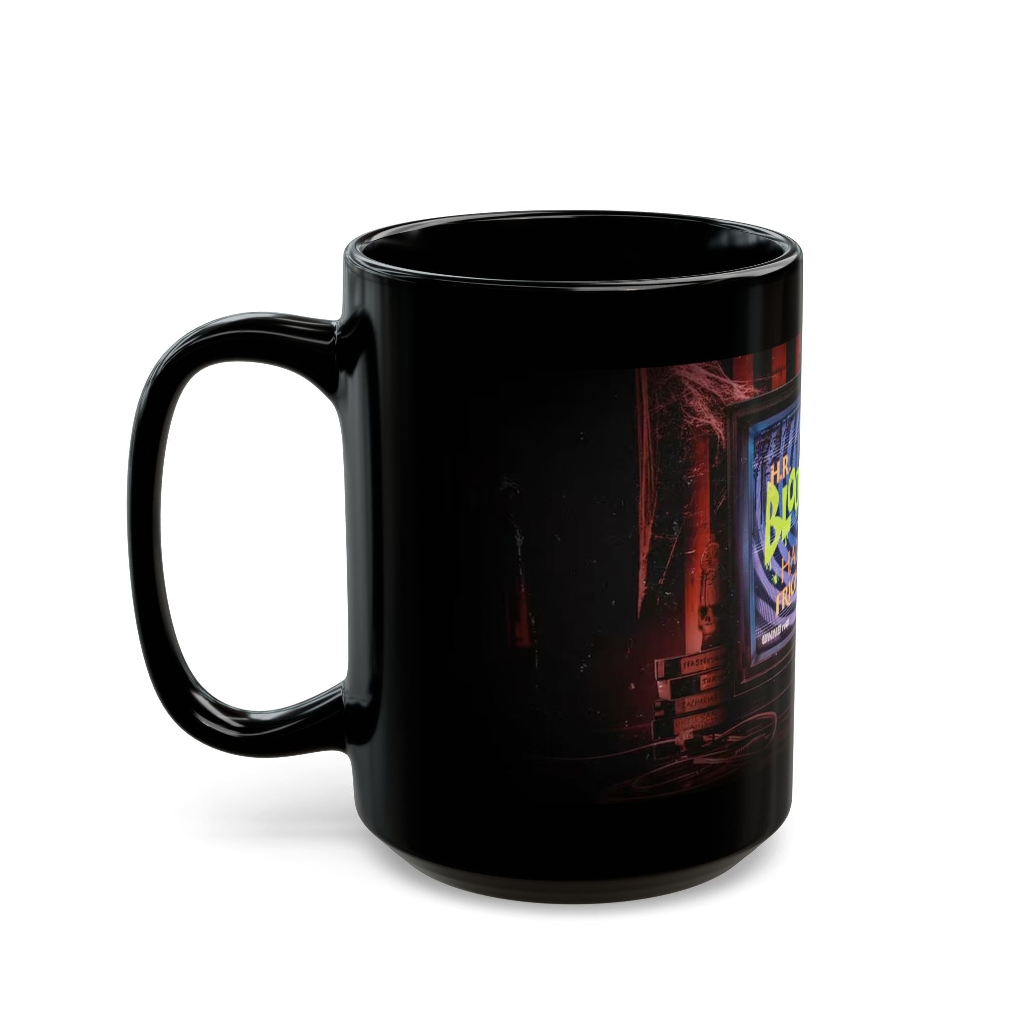 Halloween Horror Mug — 'Blood & Gutz Halloween Fright-Tacular' Black Ceramic Coffee Cup