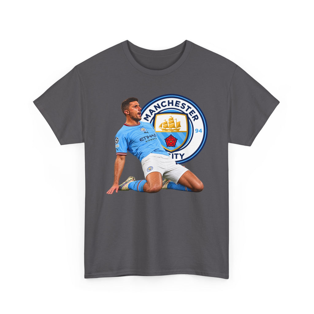 Rodri Manchester City Legend Cotton T-Shirt – Celebratory Slide Graphic Tee