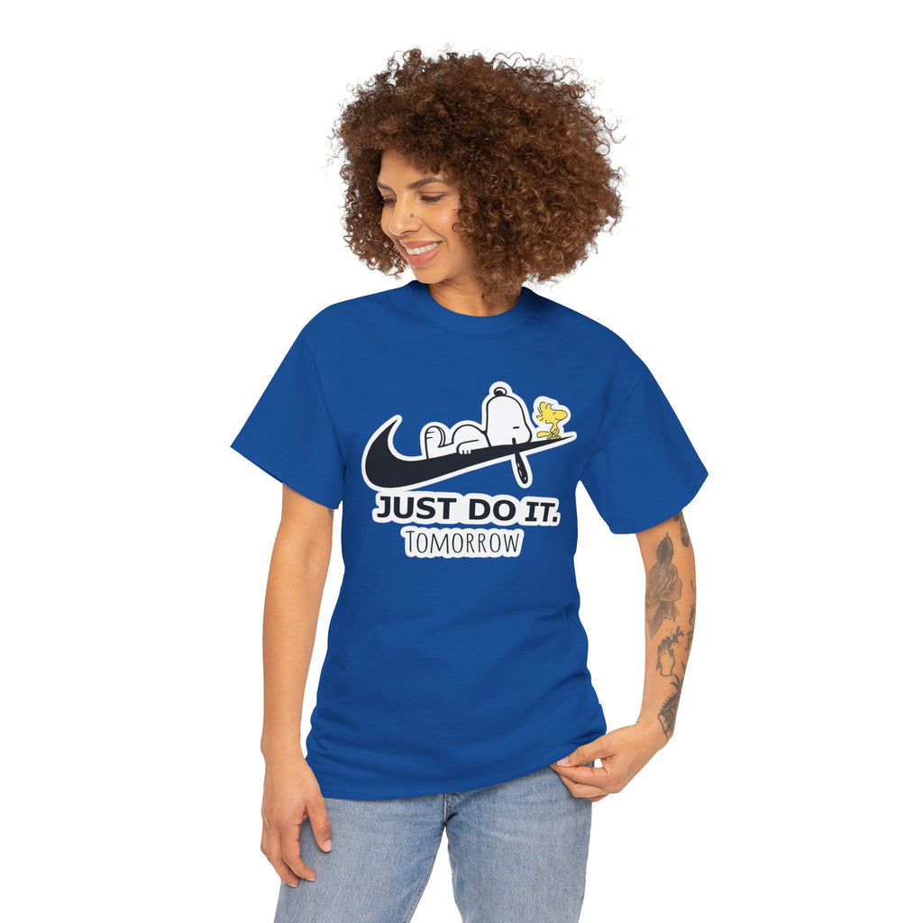 Snoopy "Just Do It Tomorrow" Graphic Cotton T-Shirt
