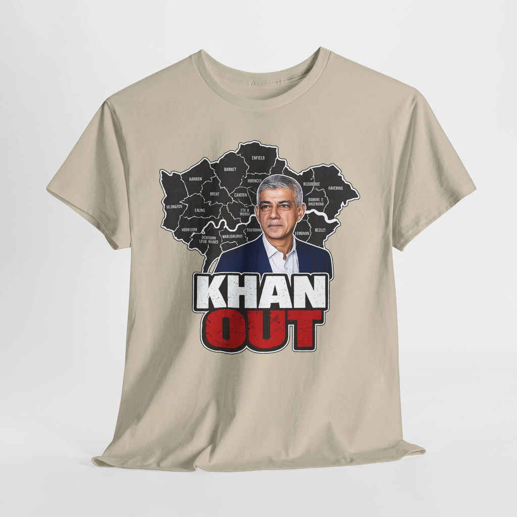 Sadiq Khan Out" Political Protest Tee with Sadiq Khan Graphic T-Shirt