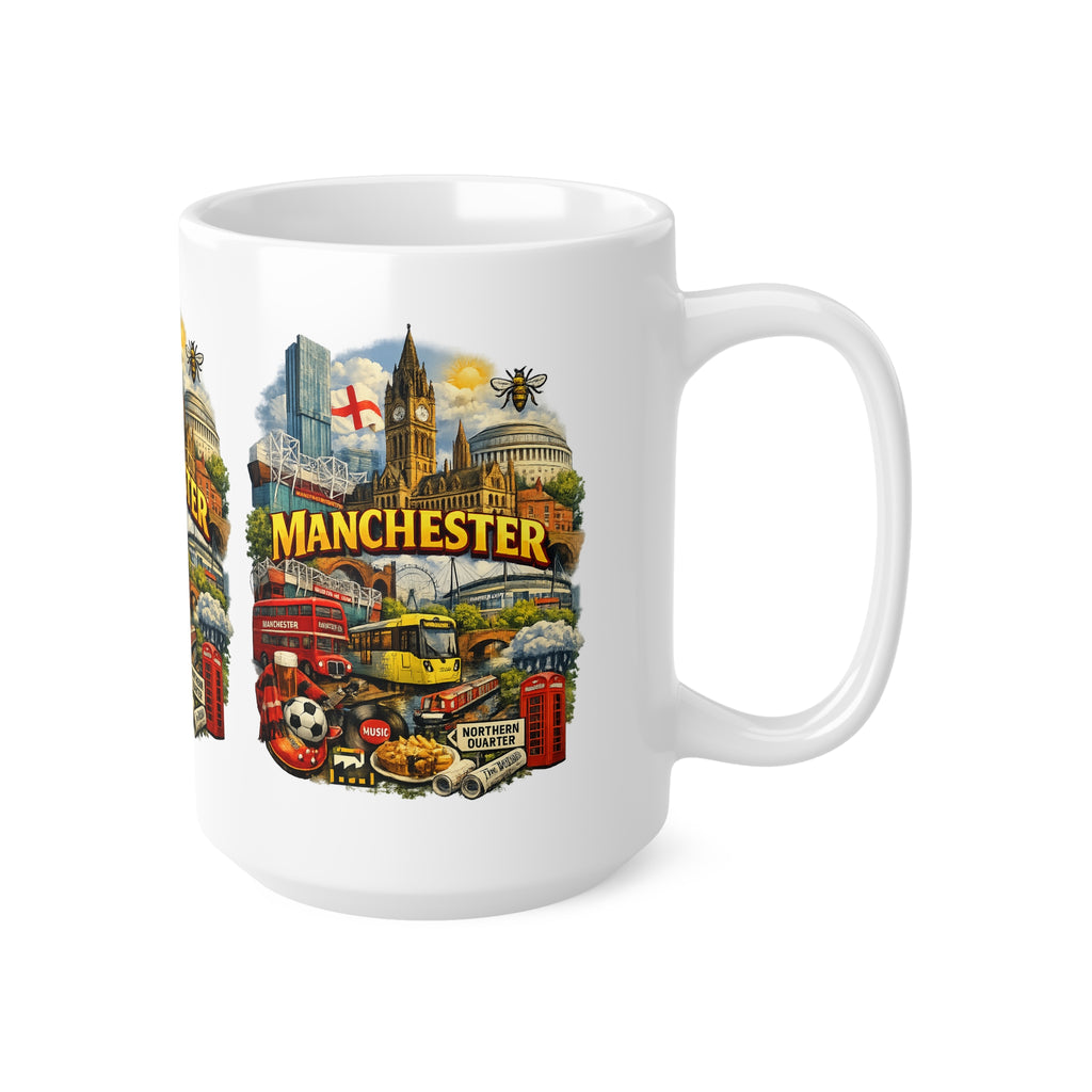 Manchester Landmark Ceramic Mug — 11oz & 15oz Souvenir Coffee Cup