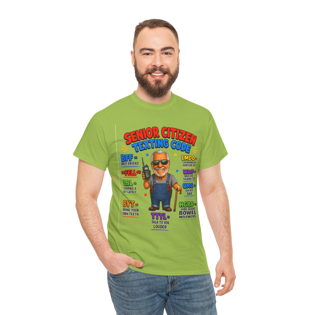 Senior Citizen Texting Code T-Shirt — Funny Grandpa Grandma Retirement Gift