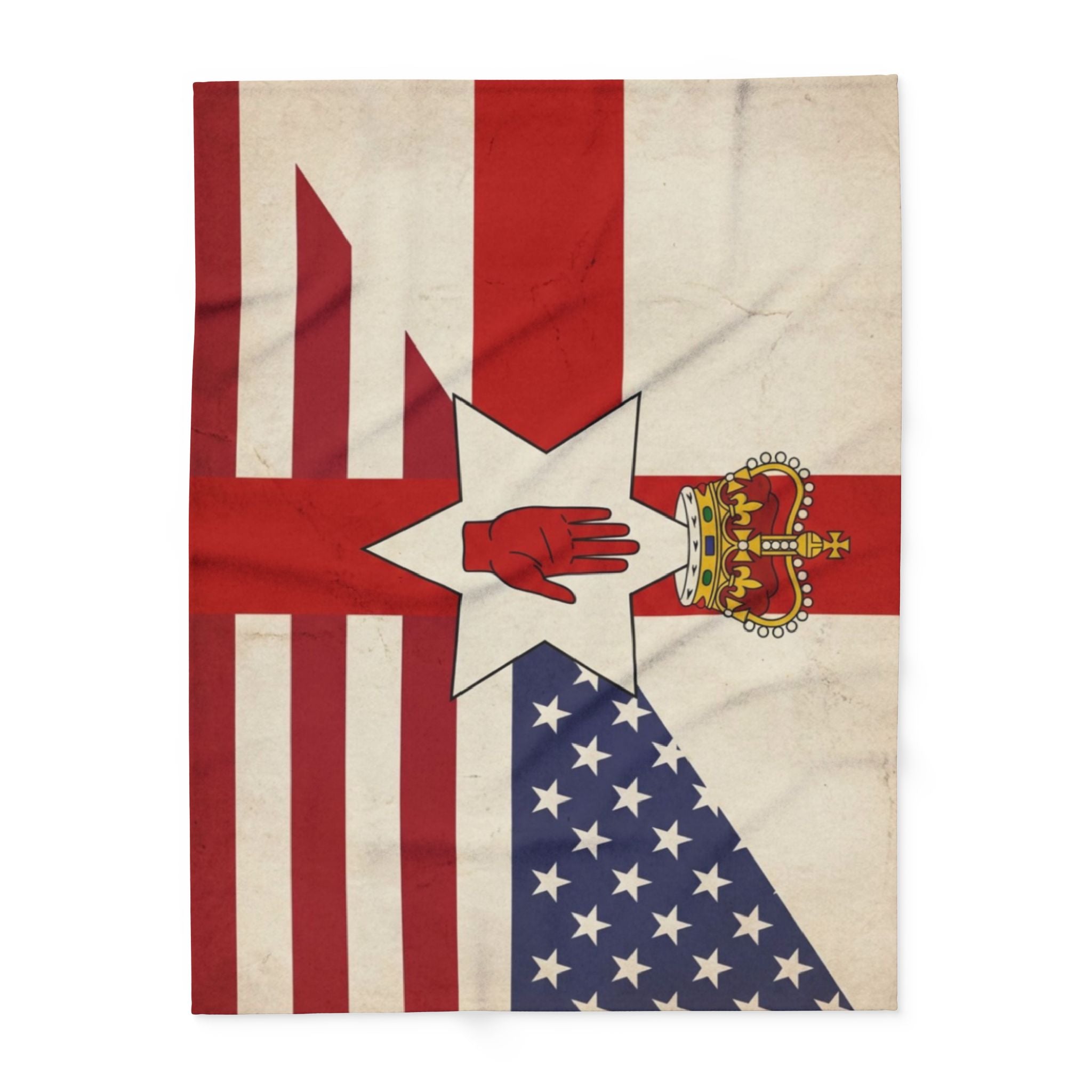 Northern Ireland & USA Flags Fleece Blanket — Vintage British/USA Ulster Flag Design