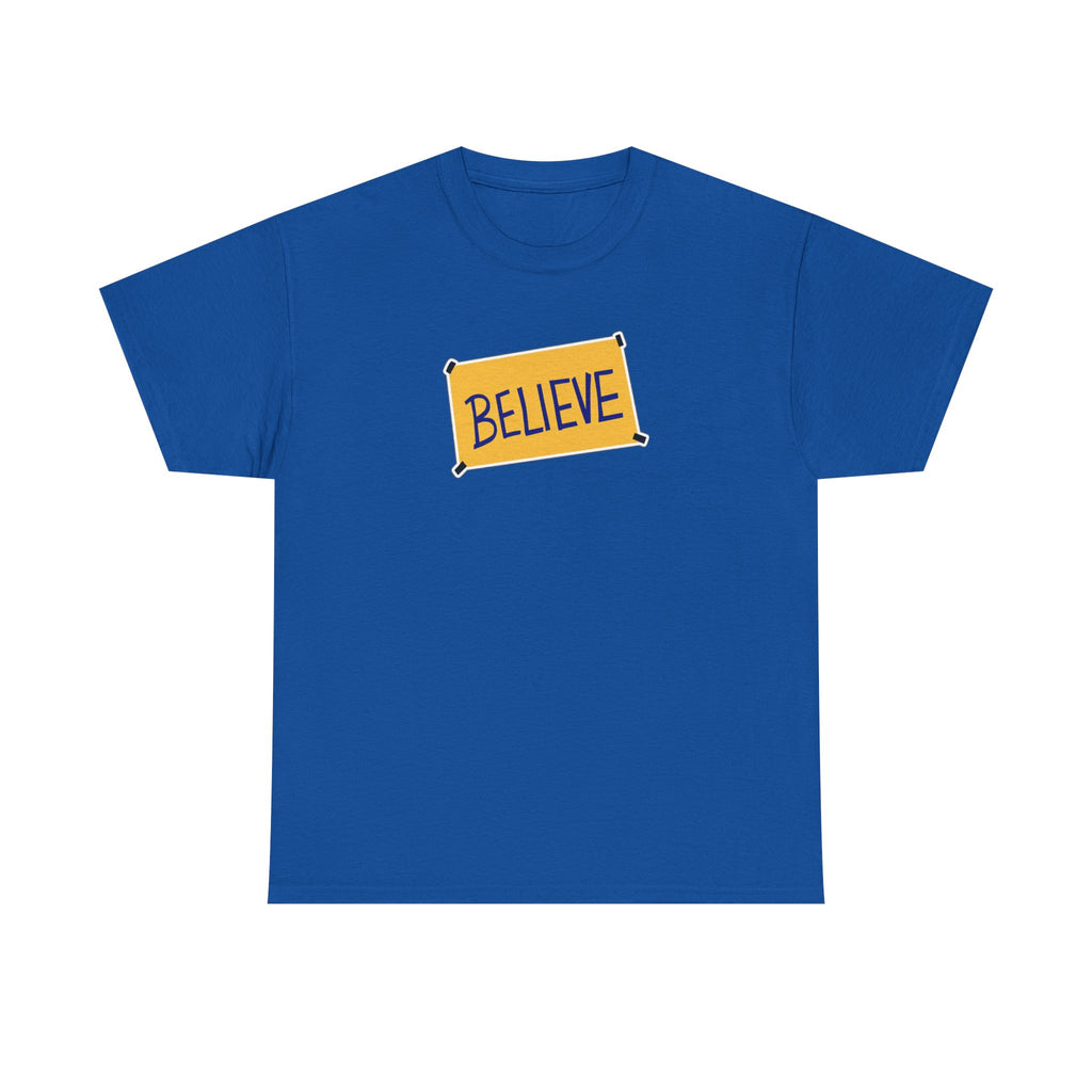 Ted Lasso Inspired Believe Graphic Tee — Inspirational Yellow Patch T-Shirt