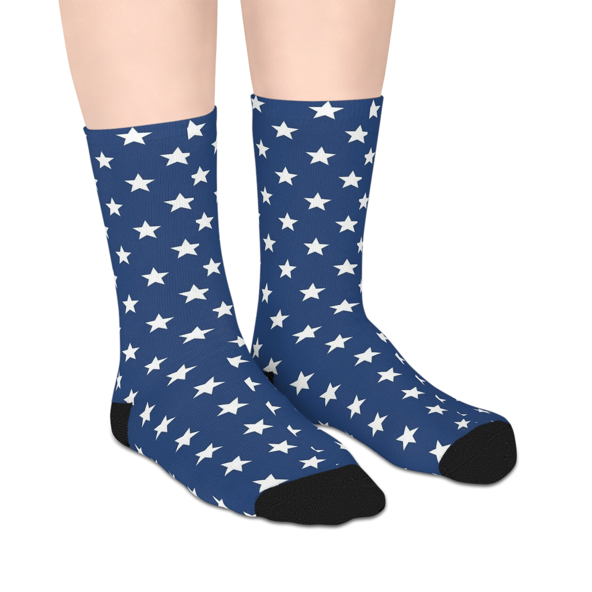 Blue Star Pattern Mid-Length Socks — Patriotic Crew Socks