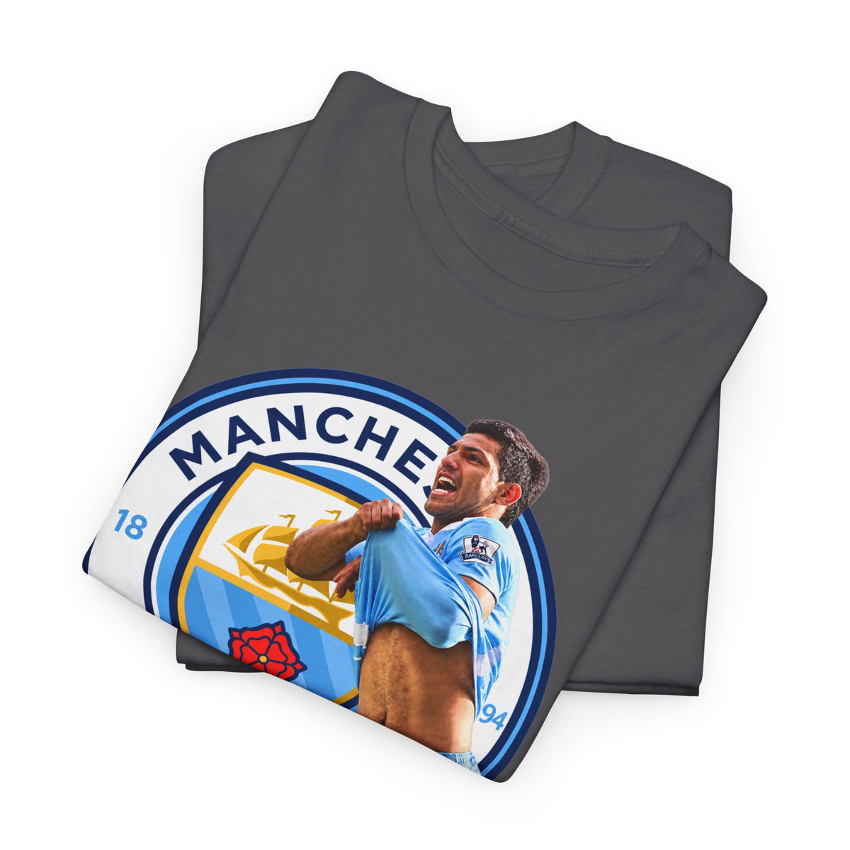 Sergio Aguero Manchester City Legend Soccer Tee — Player Celebration Graphic T-Shirt