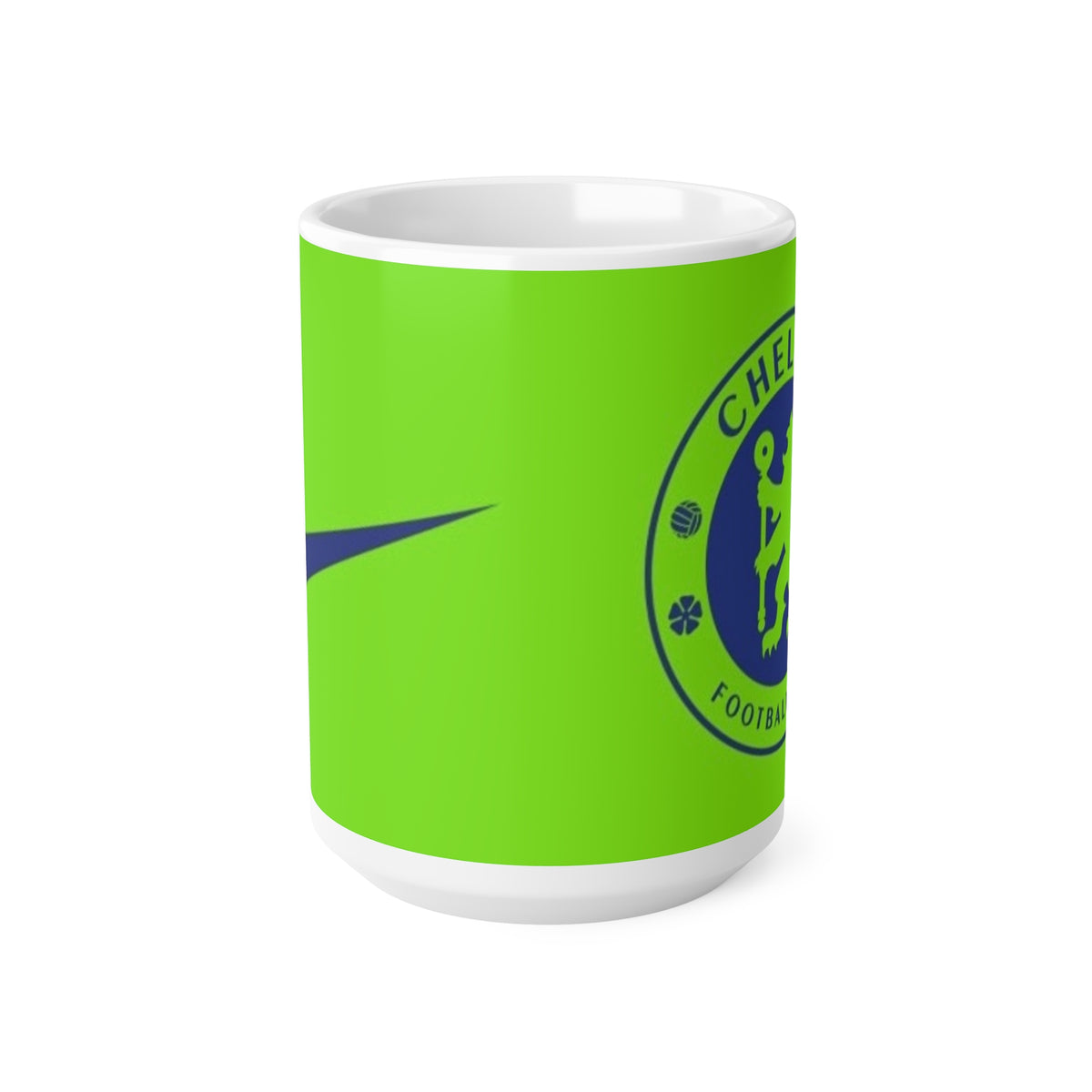 Chelsea-Inspired Neon Green Football Mug (11oz, 15oz)