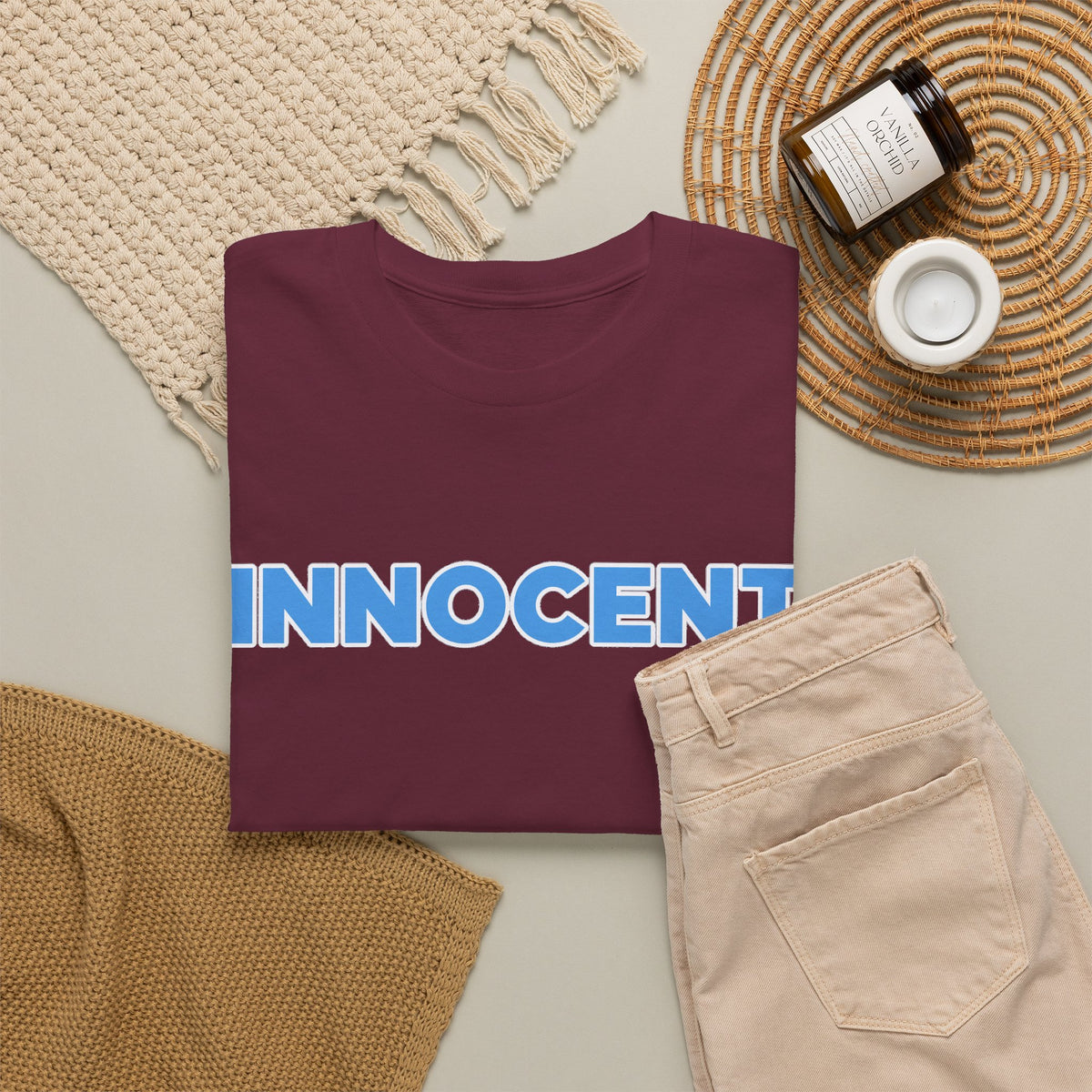 Innocent Graphic Tee — Bold Blue Statement Cotton T-Shirt