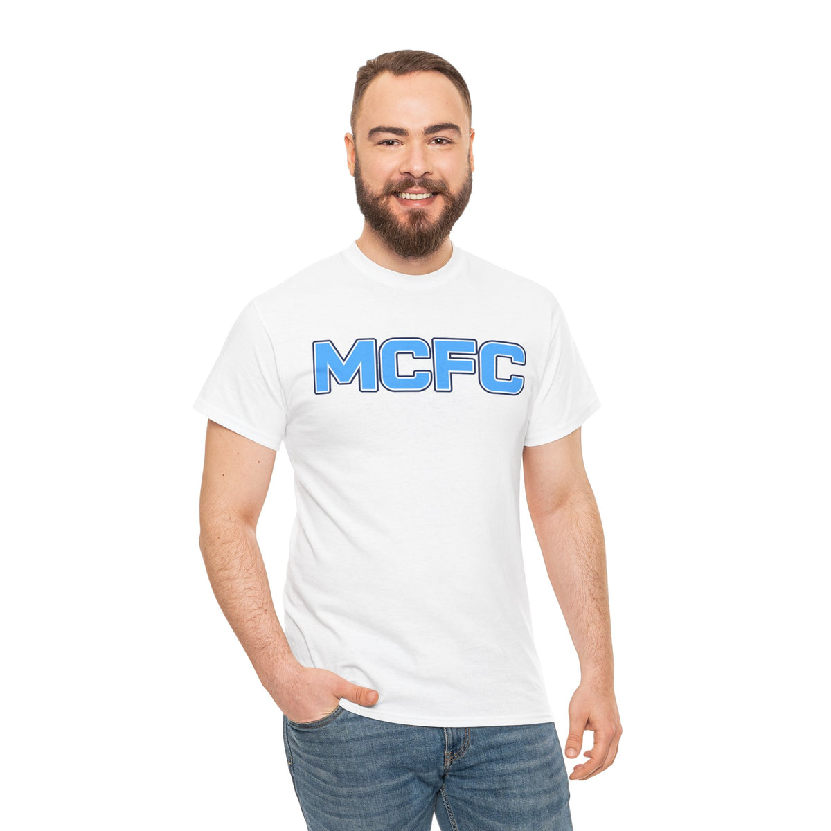 MCFC Logo Cotton T-Shirt — Light Blue Football Fan Tee